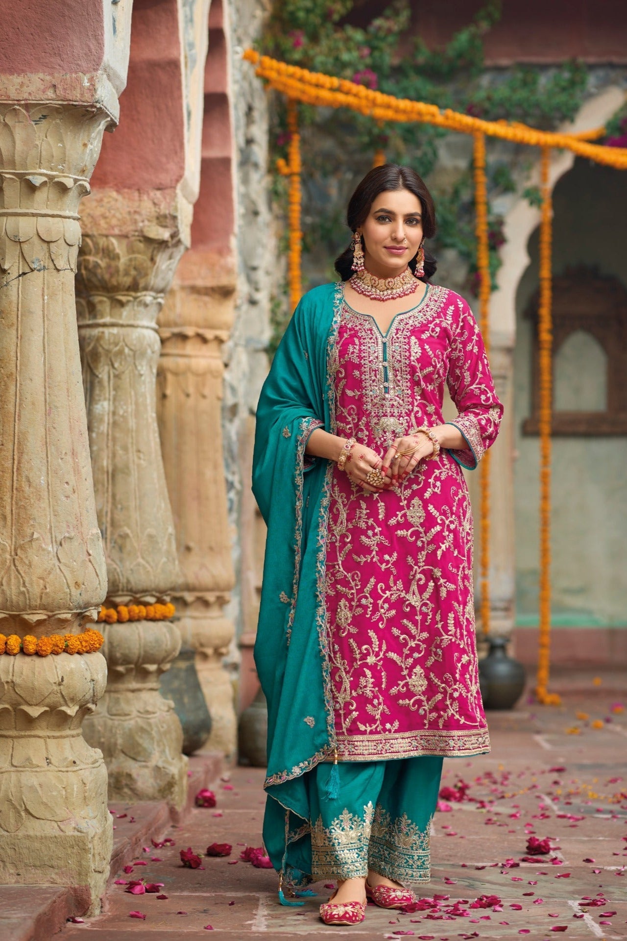 Heavy Embroidered Chinon Suit  EAST0008
