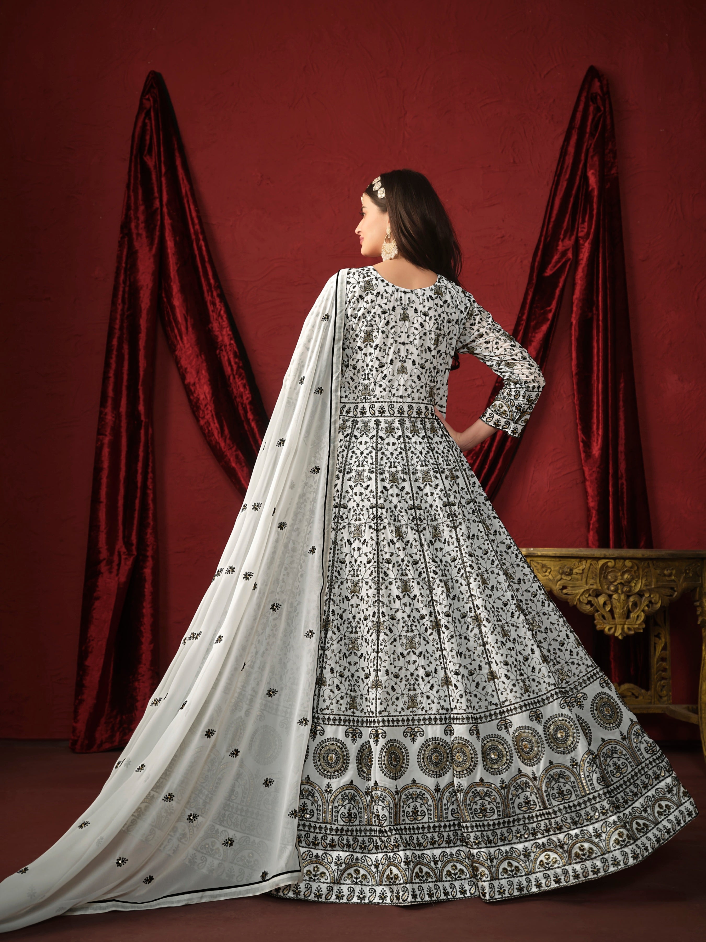 Faux georgette designer gown LXGW0009