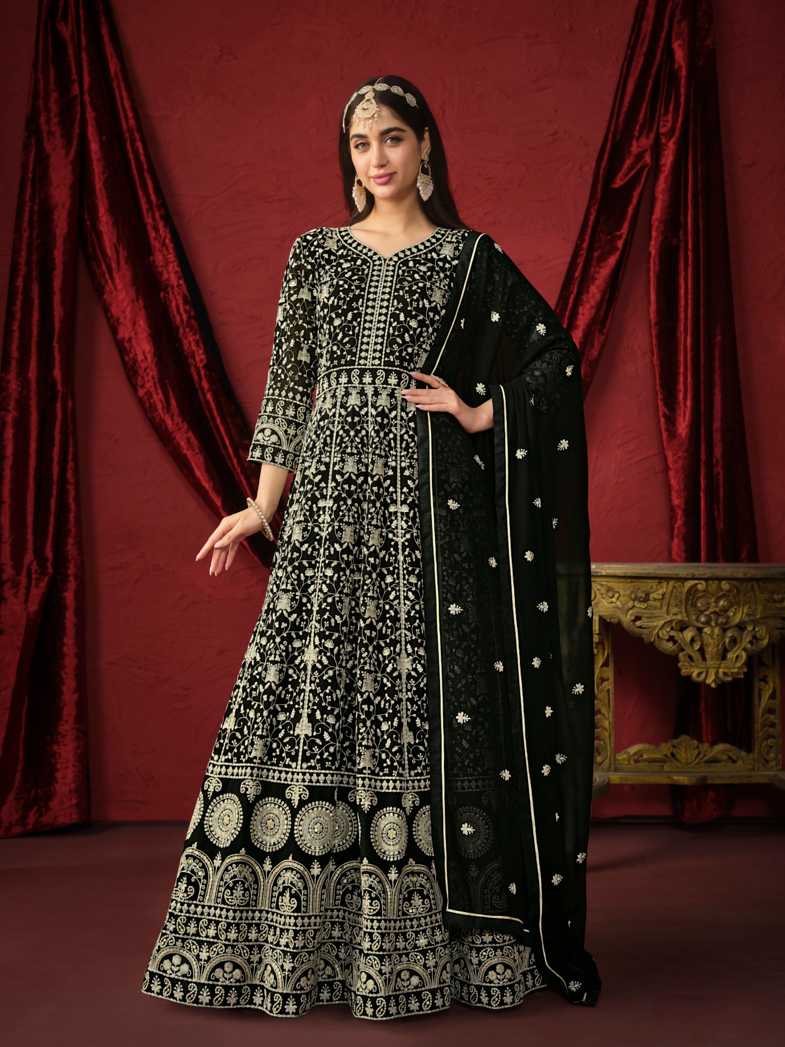 Faux georgette designer gown LXGW0009
