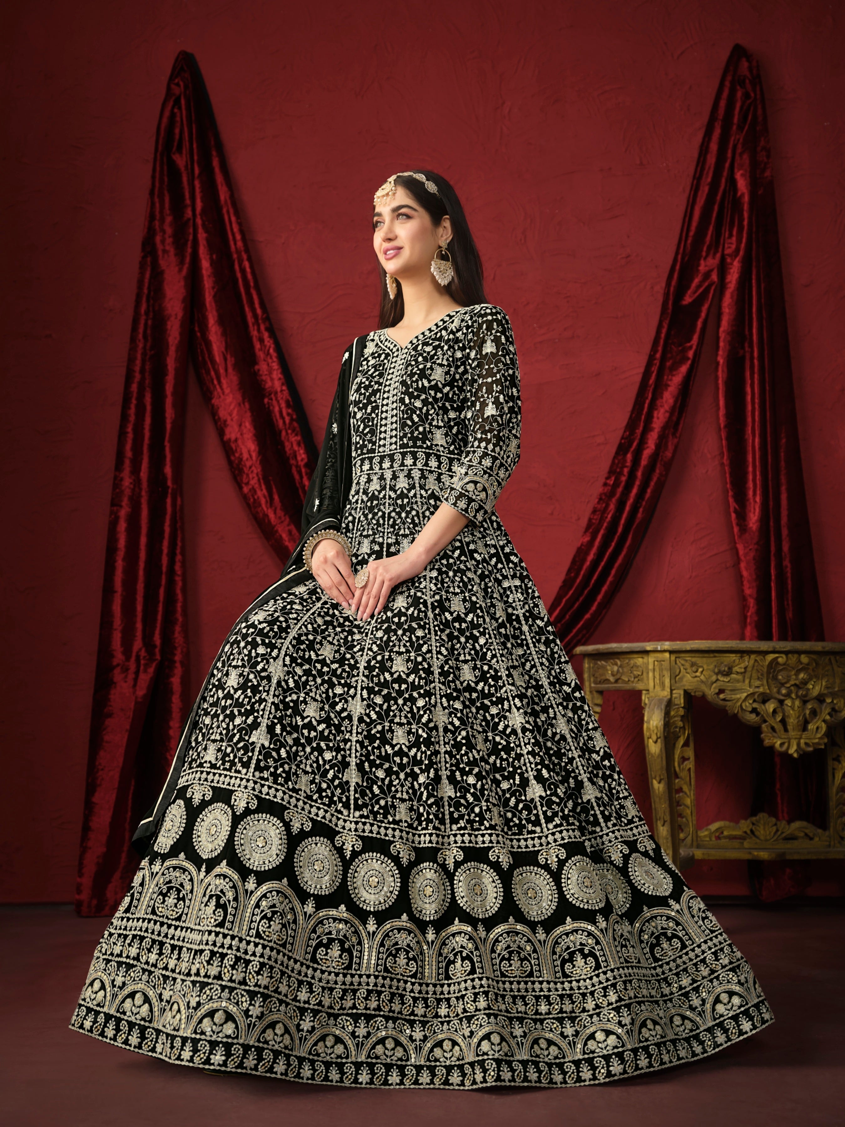 Faux georgette designer gown LXGW0009