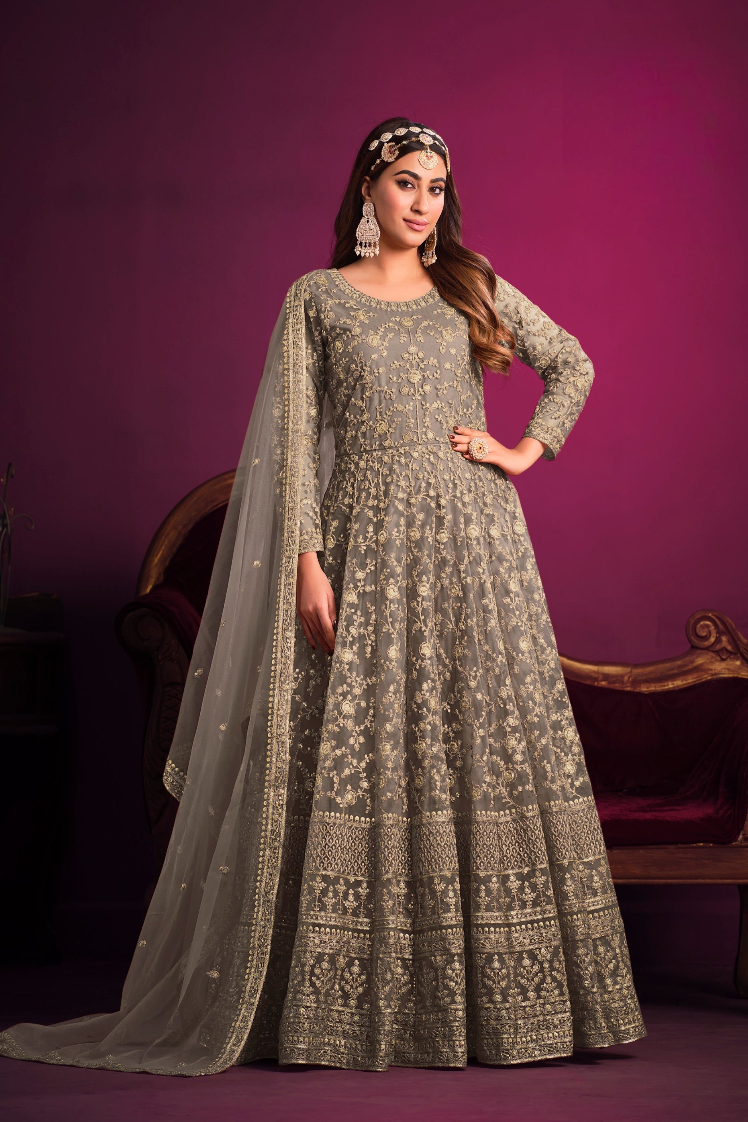 Designer gown on net fabric LXGW0014