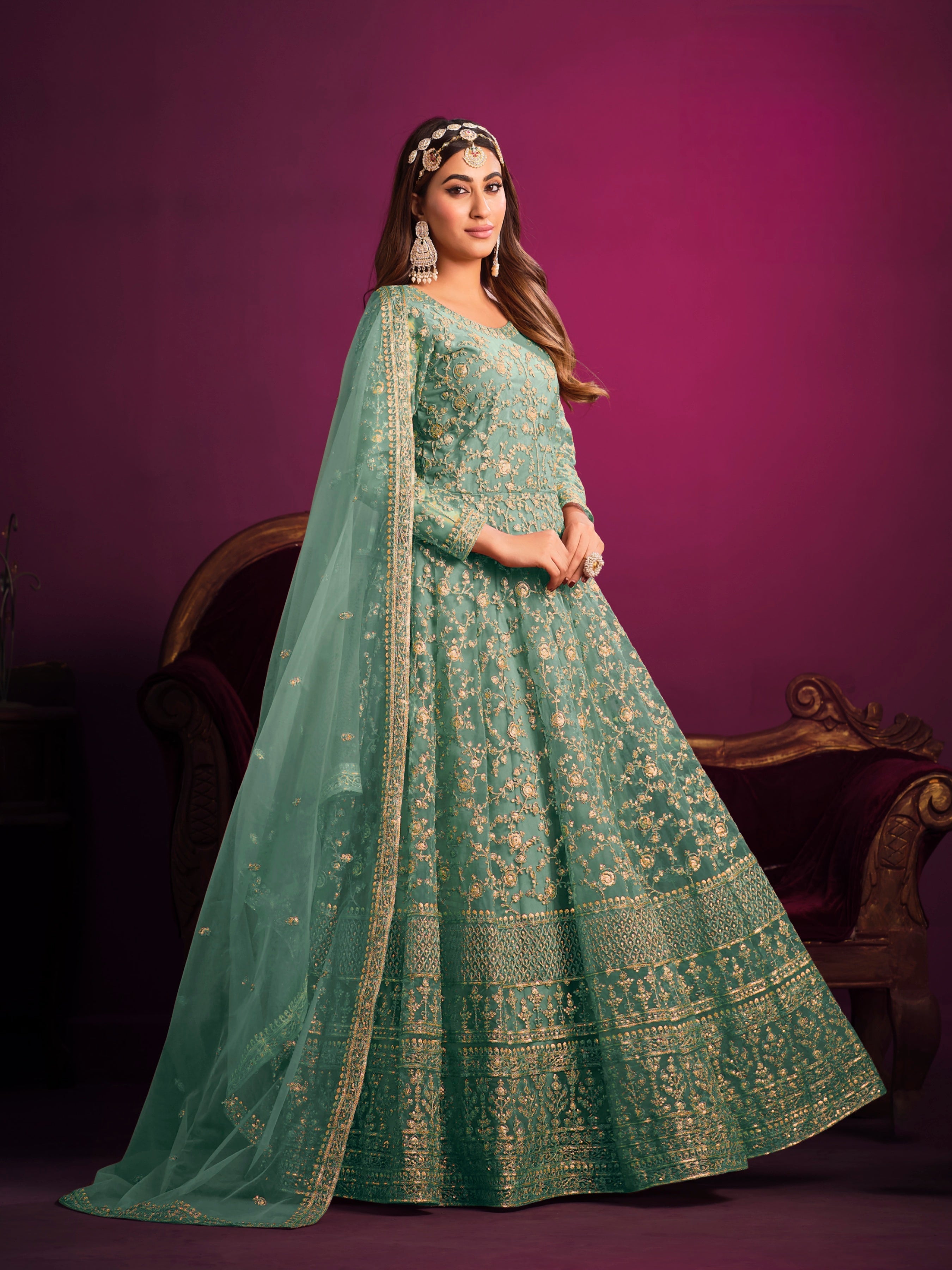 Designer gown on net fabric LXGW0014