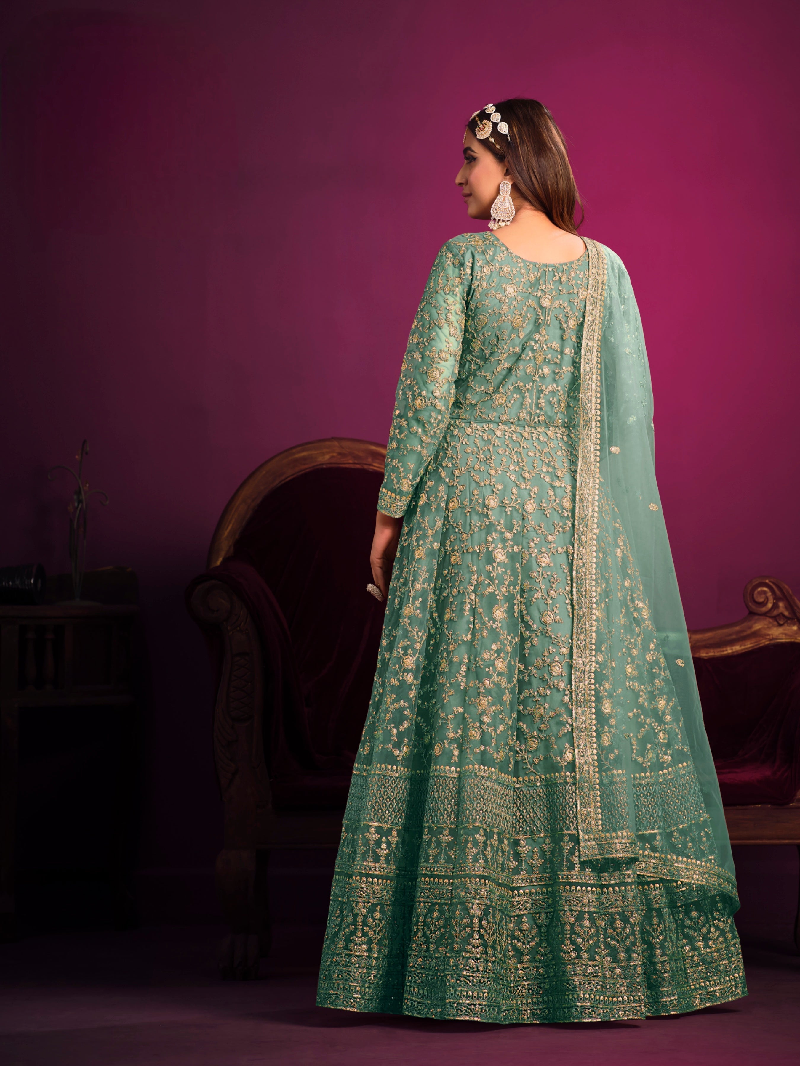 Designer gown on net fabric LXGW0014