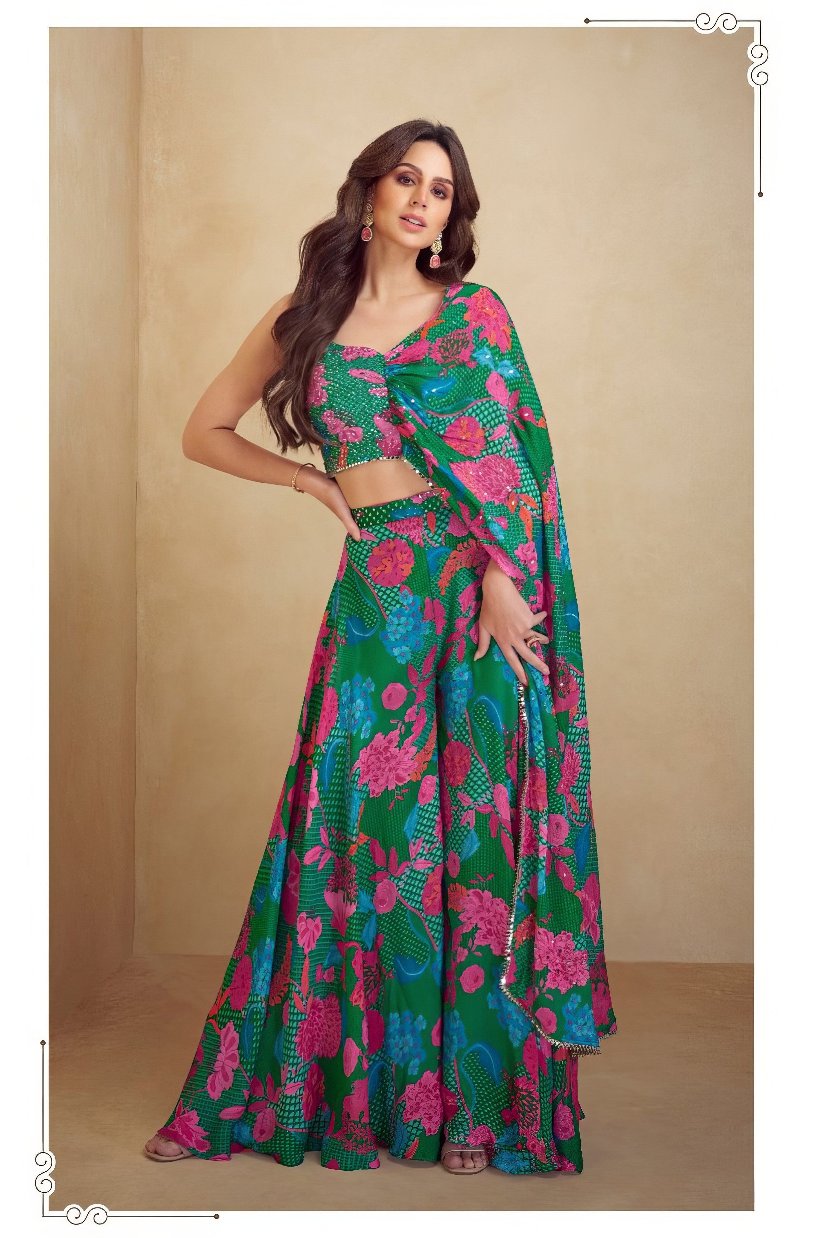 Floral Design Digital Printed Sharara LXSR0061