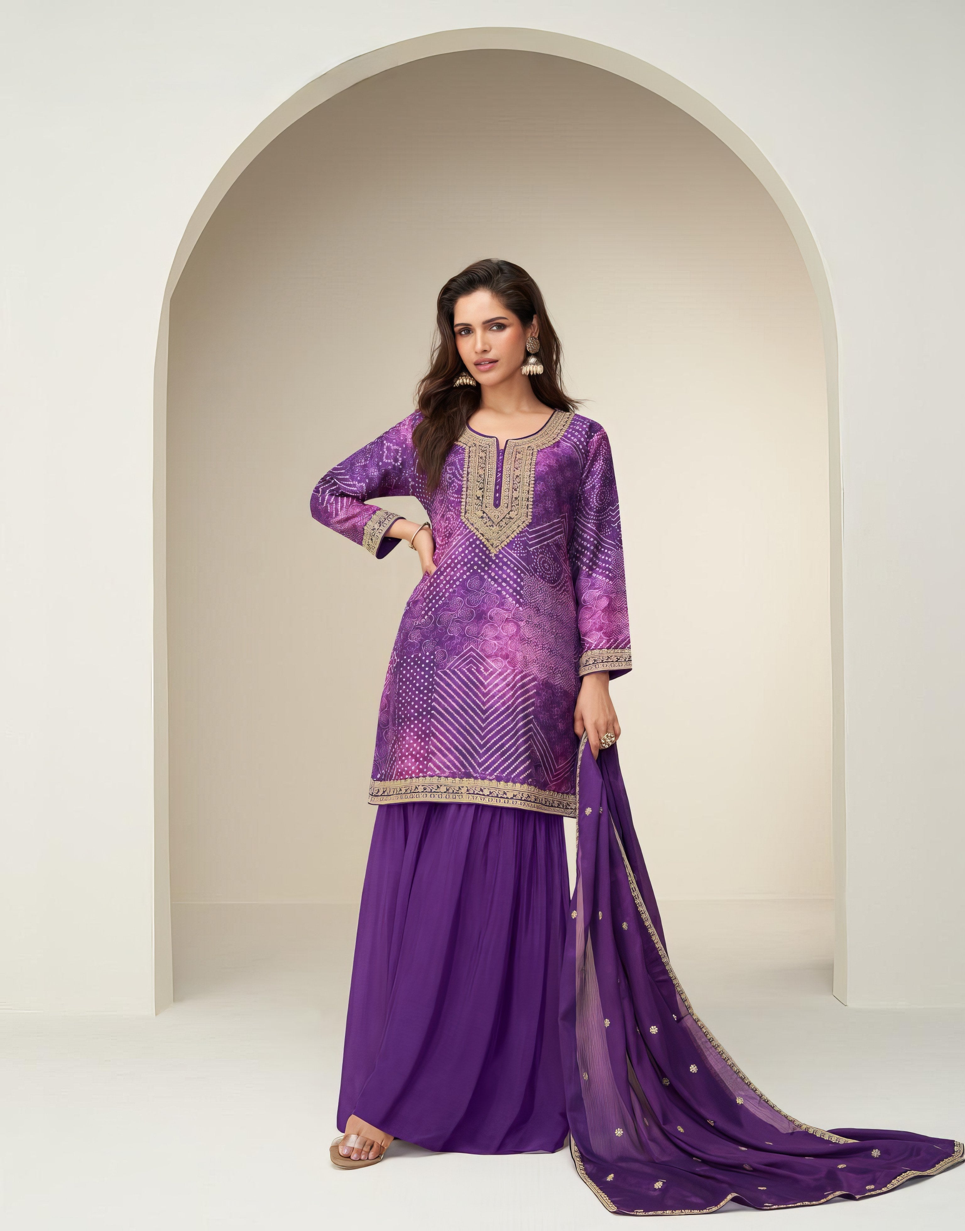 Premium Real Chinon Silk Sharara LXSR0080