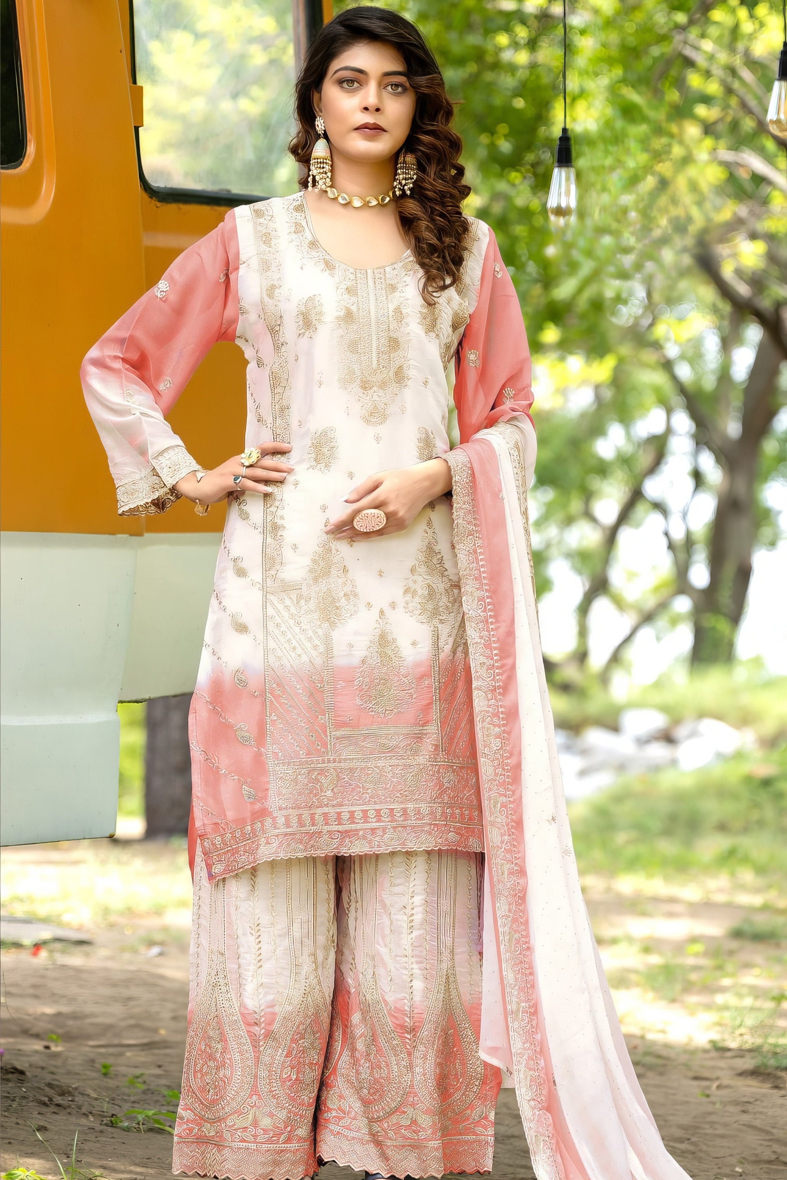 Two Tone Designer Sharara LXSR0077