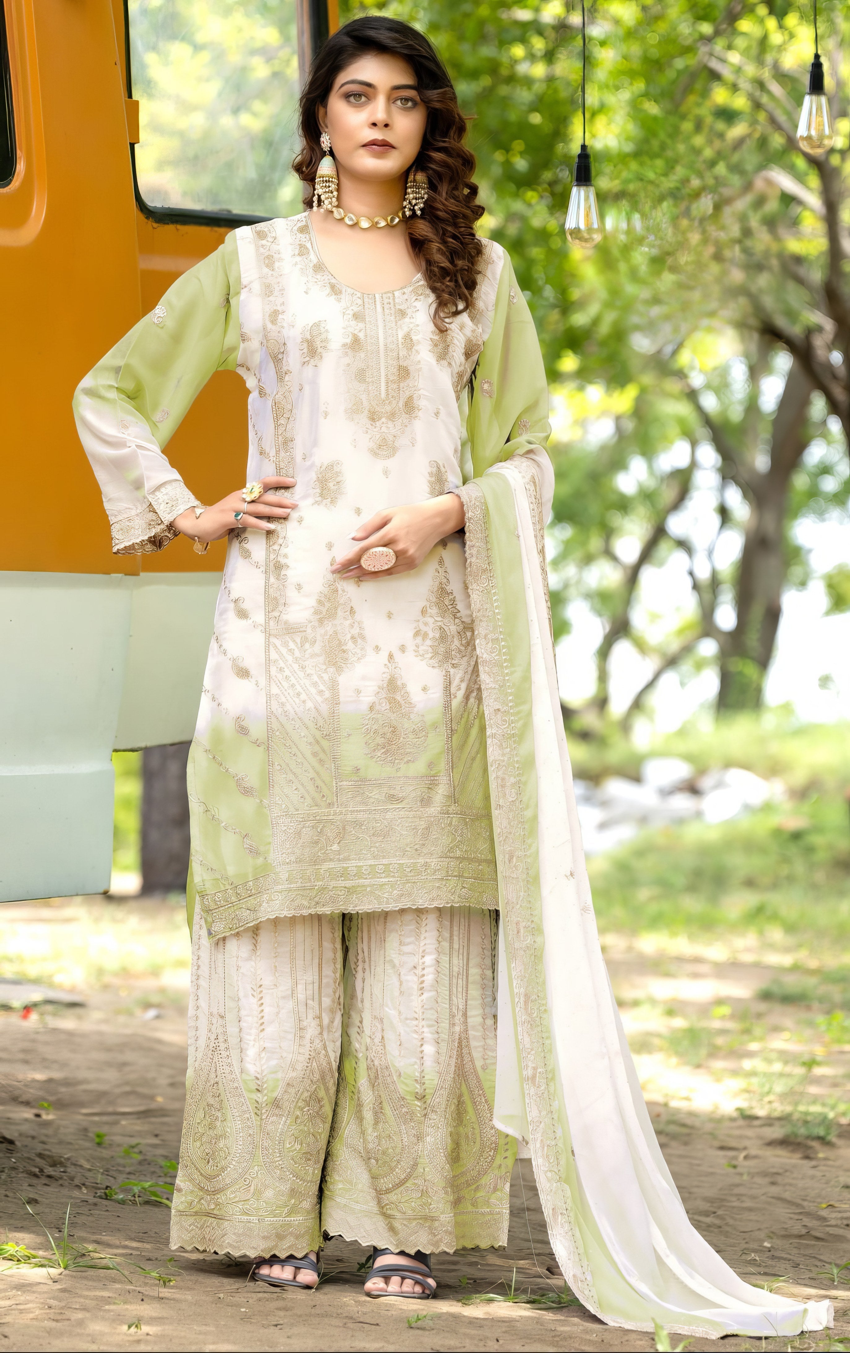 Two Tone Designer Sharara LXSR0077