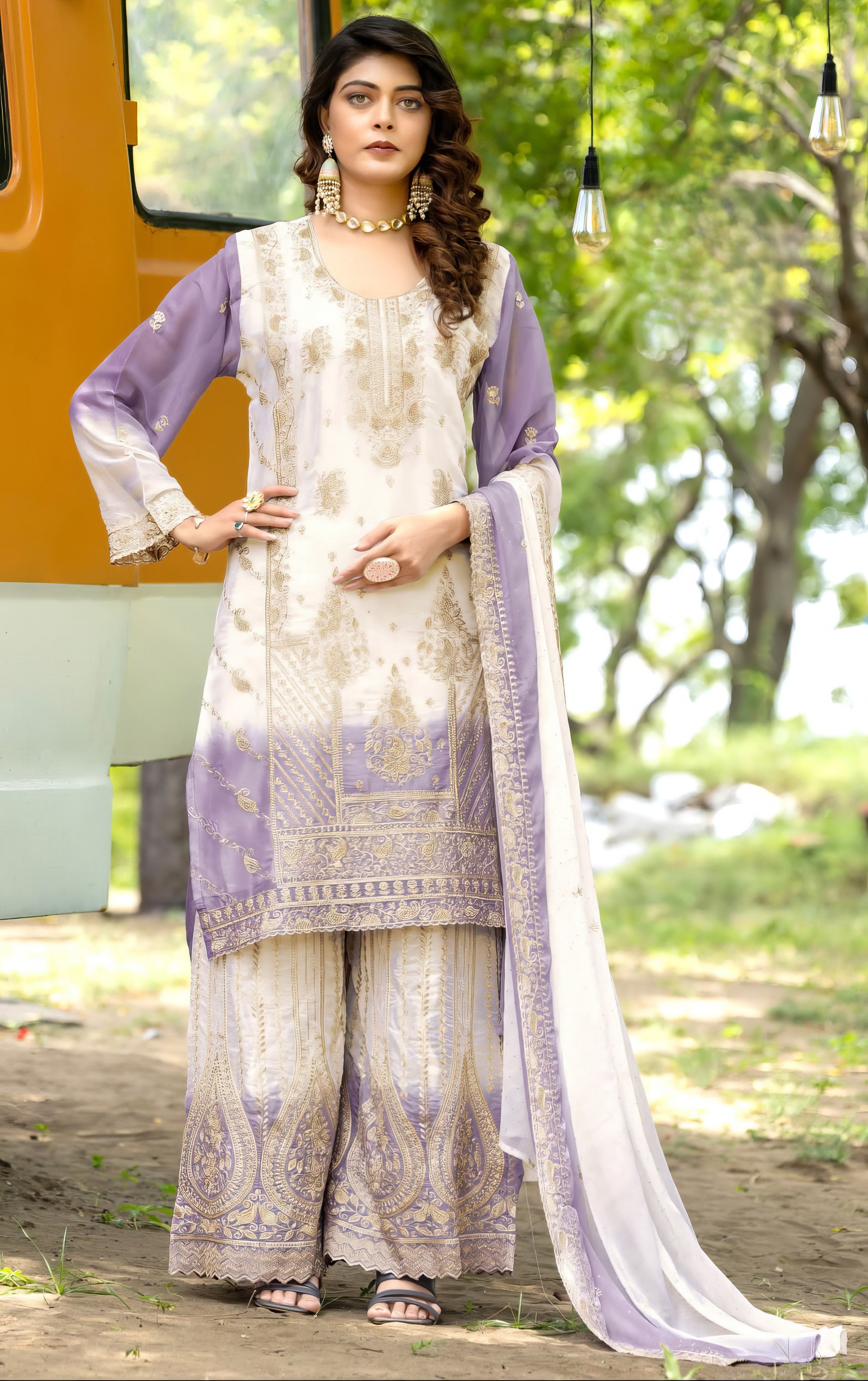 Two Tone Designer Sharara LXSR0077