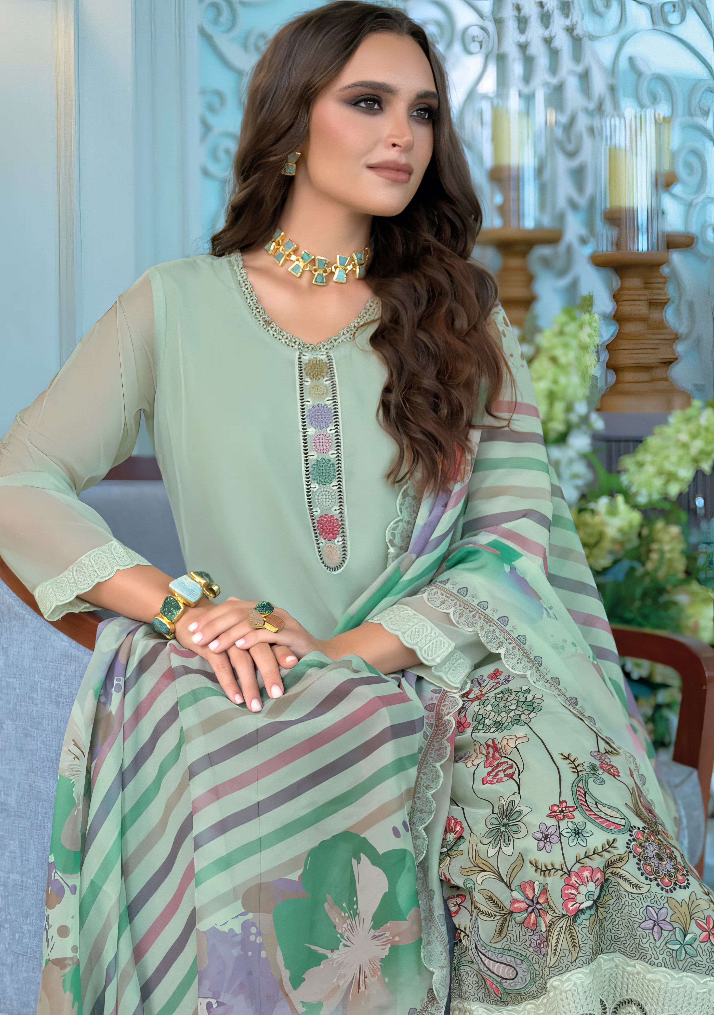 Noor Organza Embroidered Pakistani Suit LXPK0078
