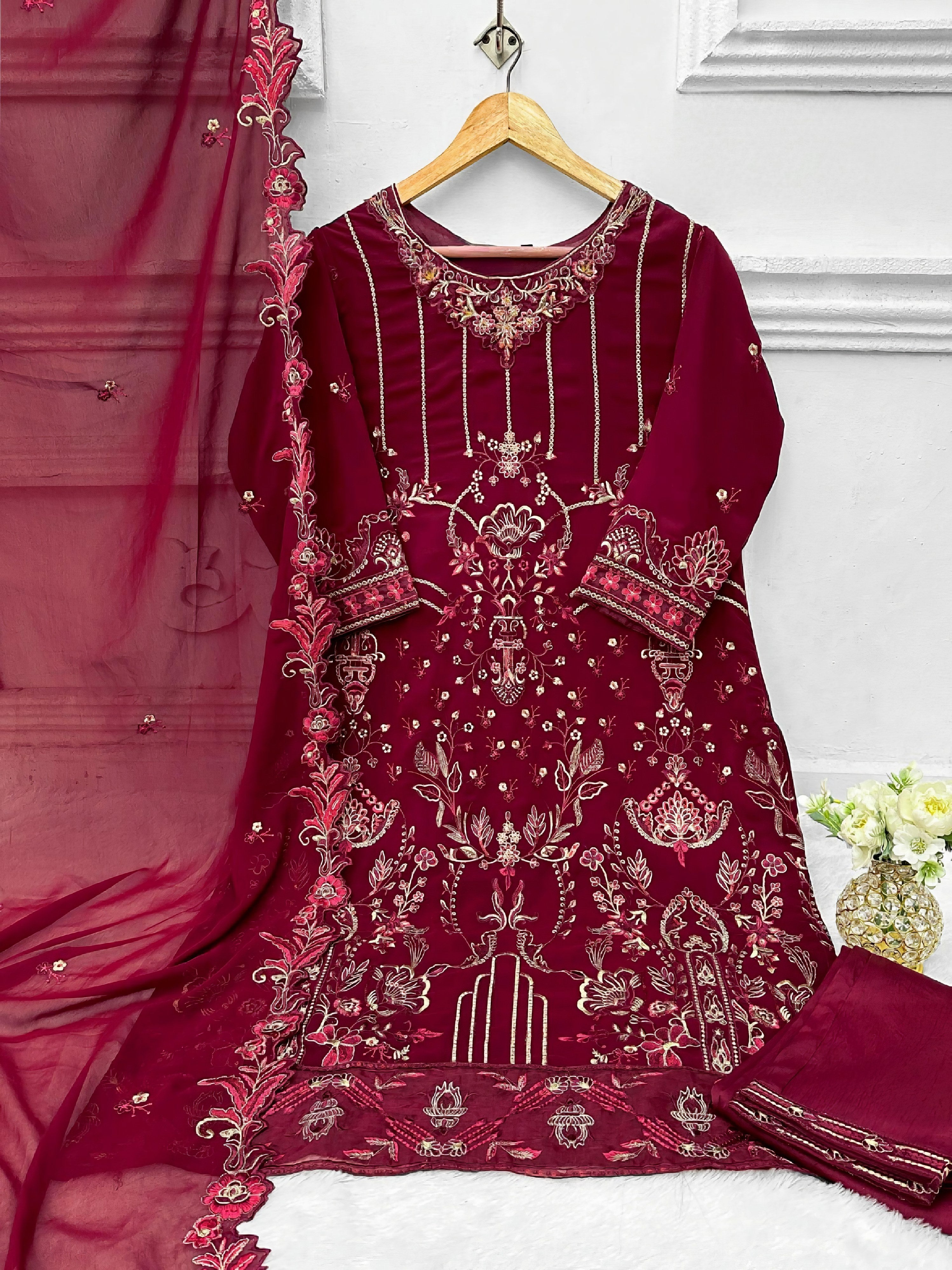 Georgette Glow Ensemble PAKISTANI SUITS LXPK0045