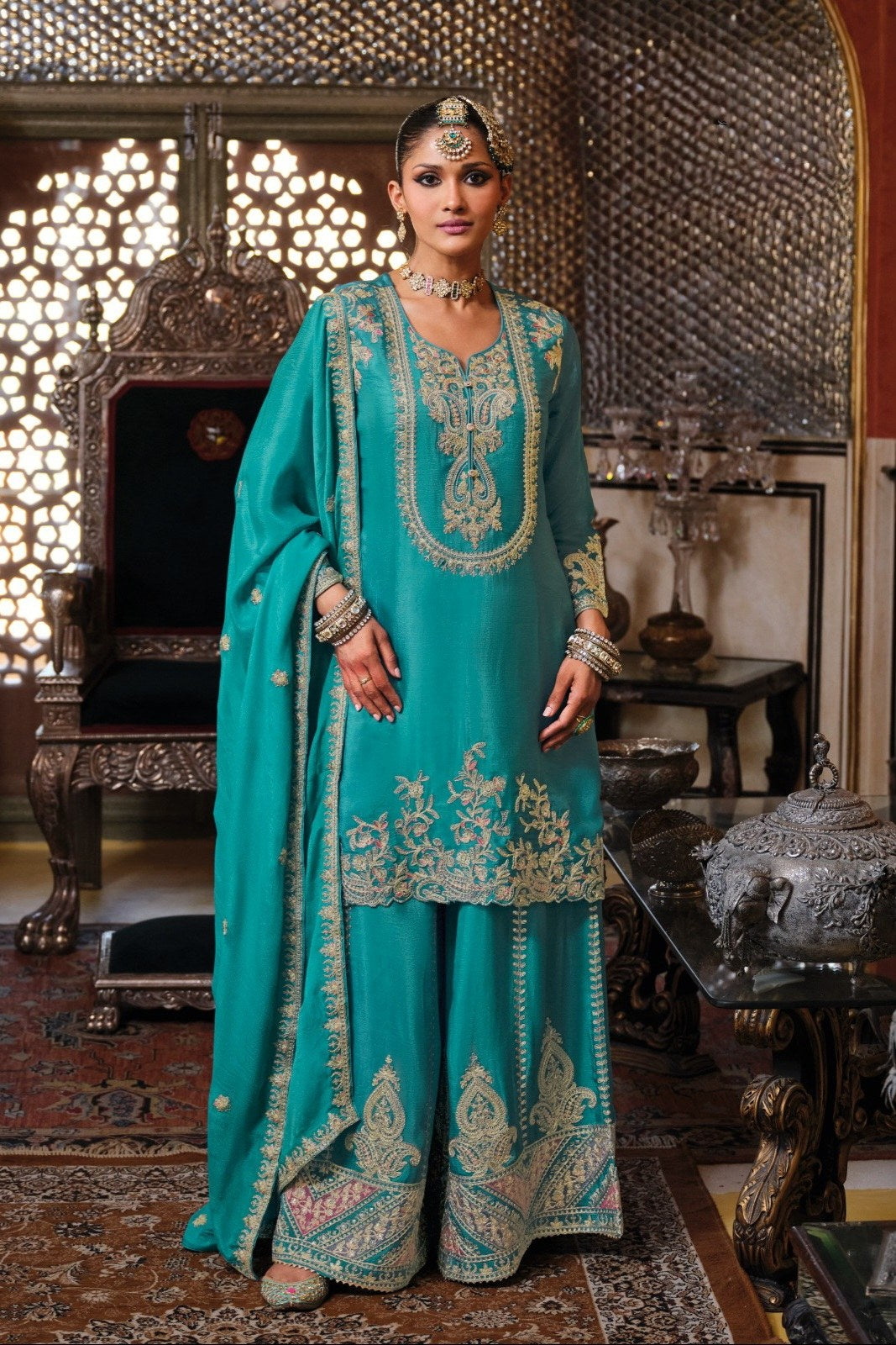 Embroidered Charm Sharara LXSR0093