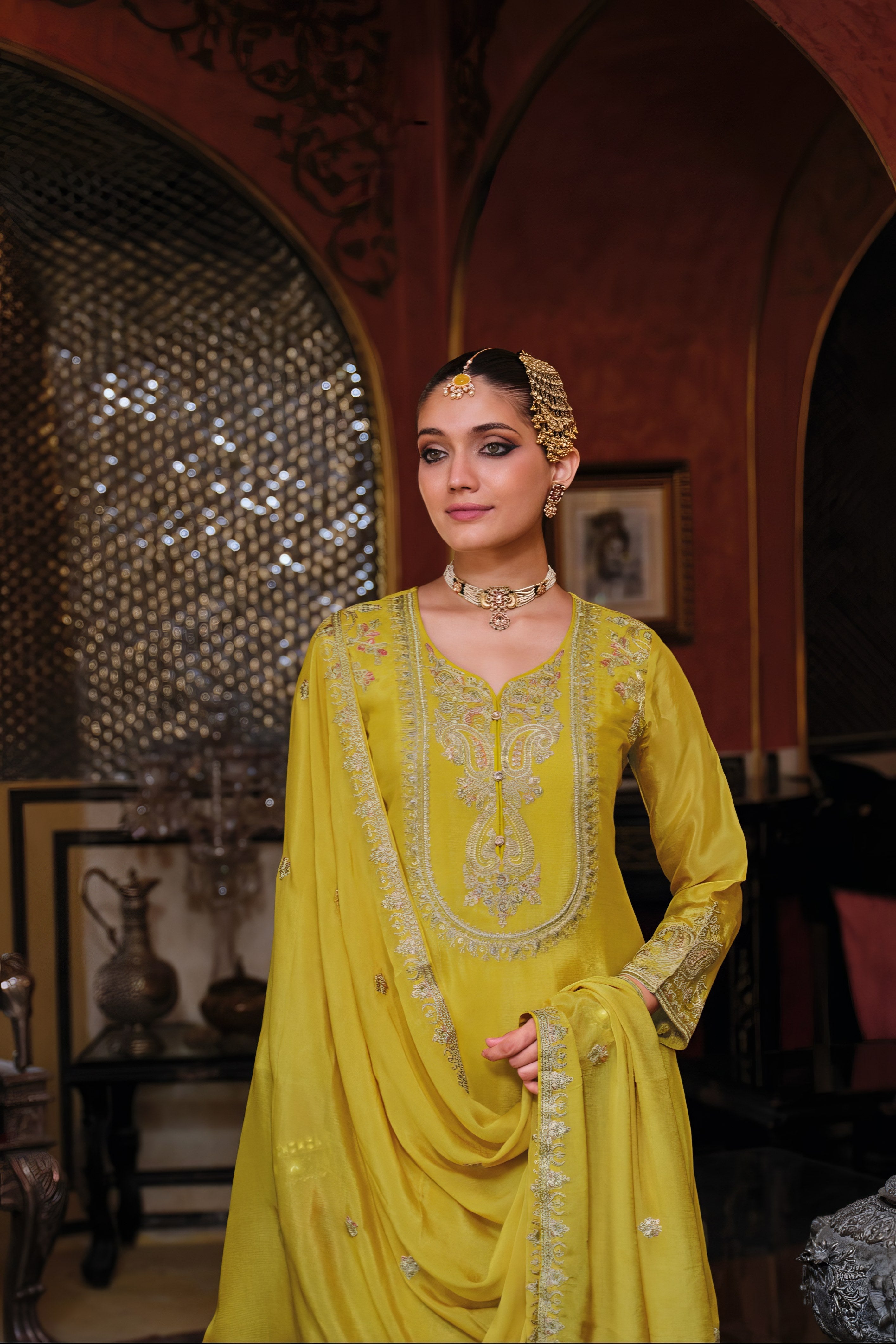 Embroidered Charm Sharara LXSR0093
