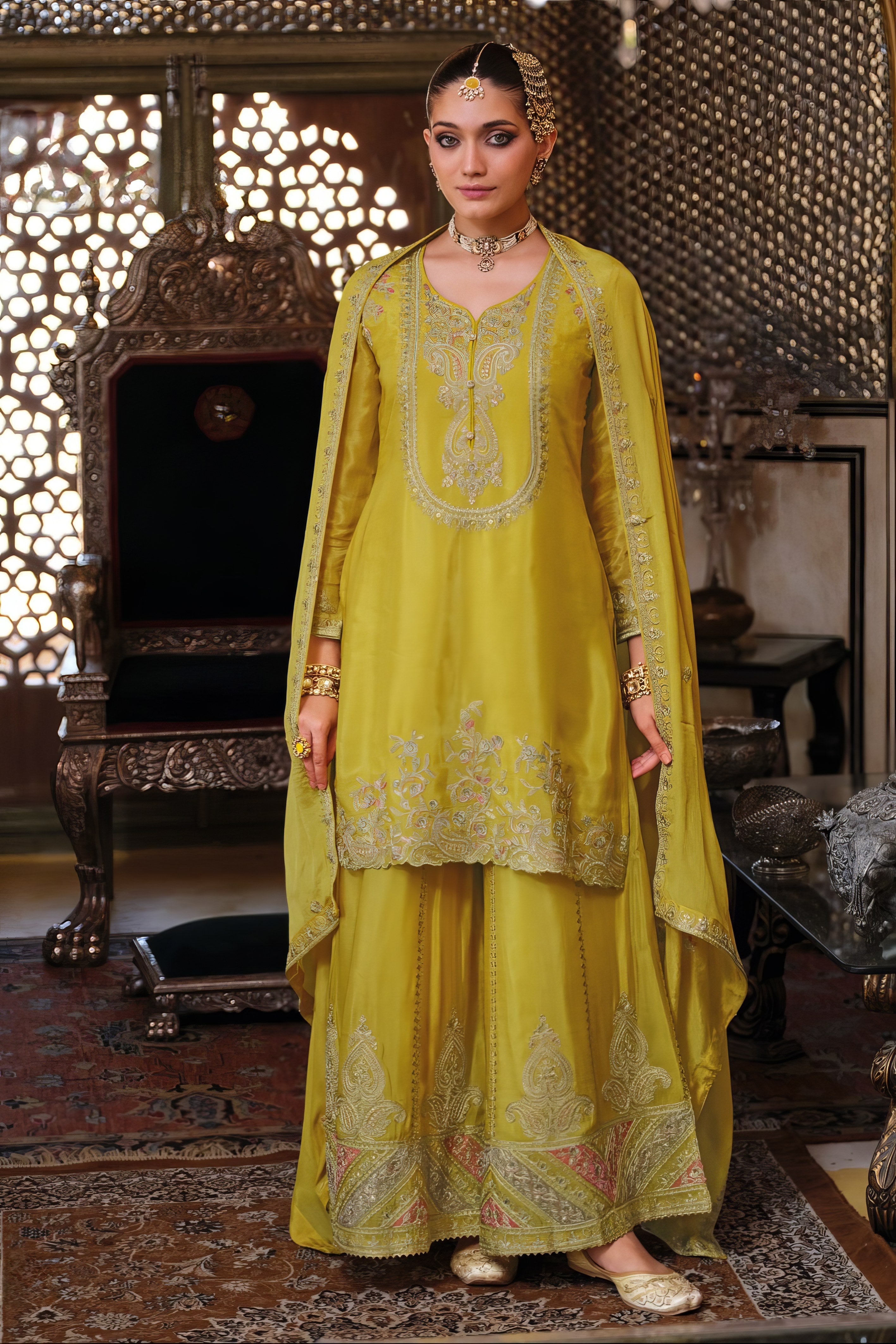 Embroidered Charm Sharara LXSR0093