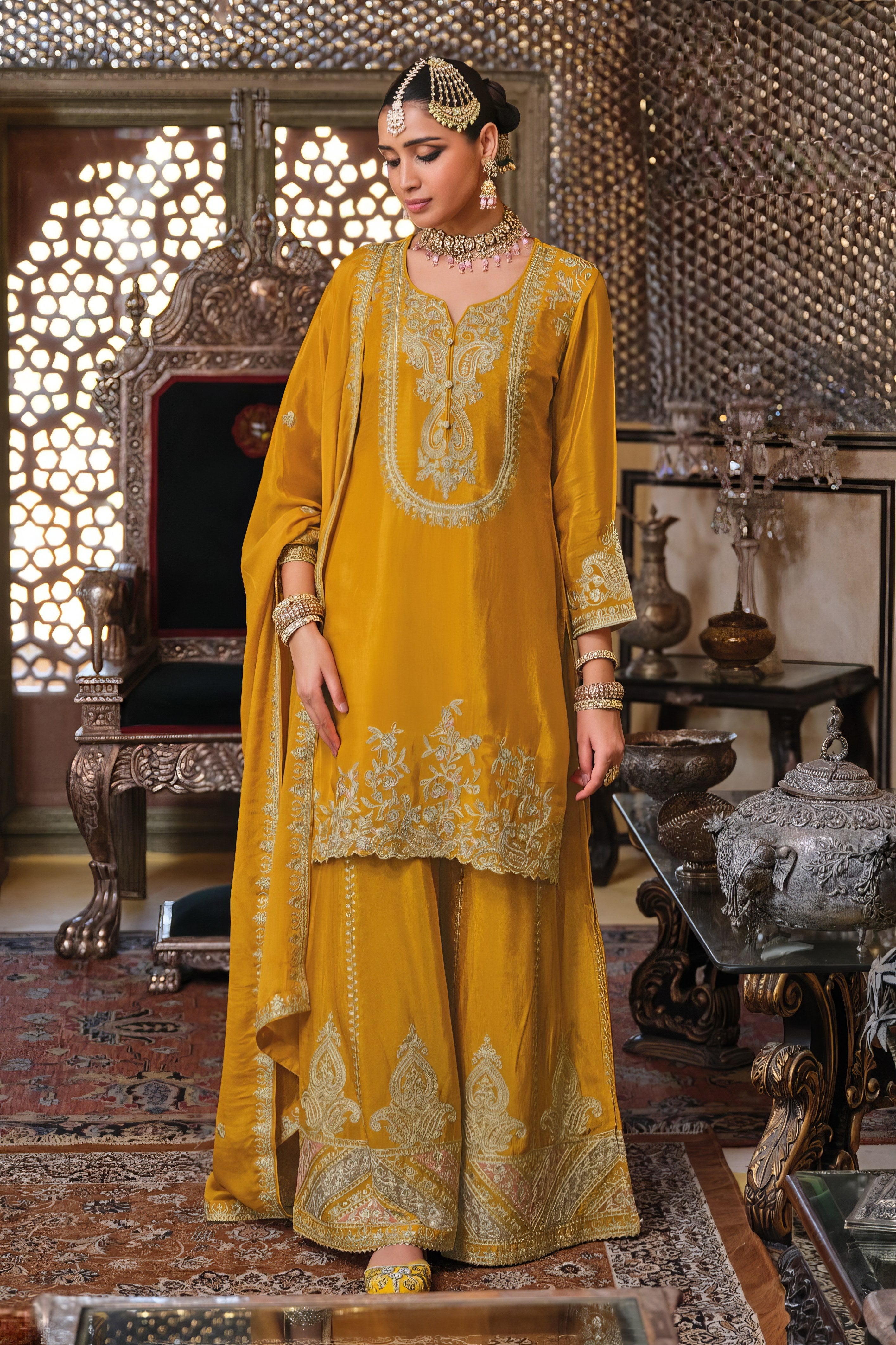 Embroidered Charm Sharara LXSR0093