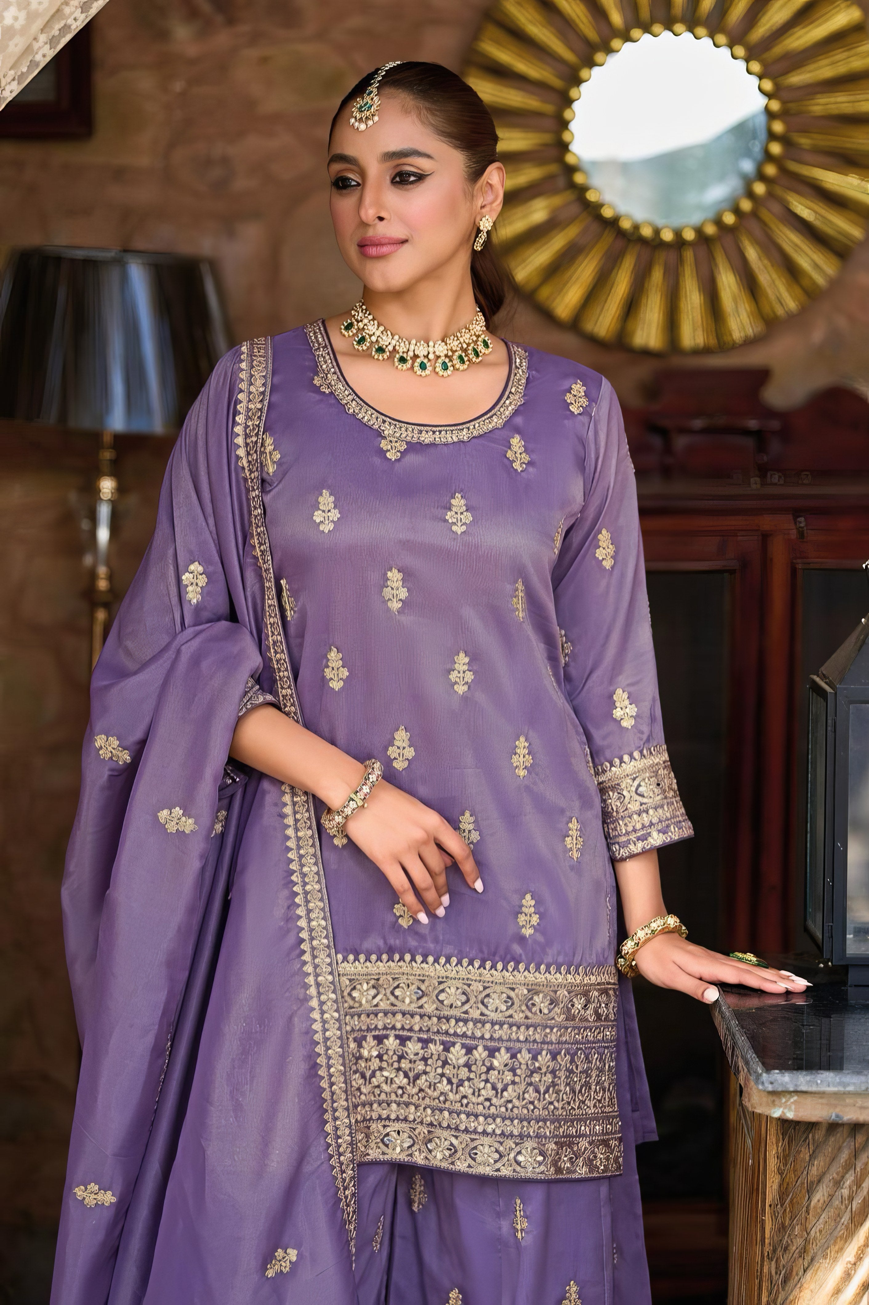 The Embroidered Simar Sharara LXSR0096