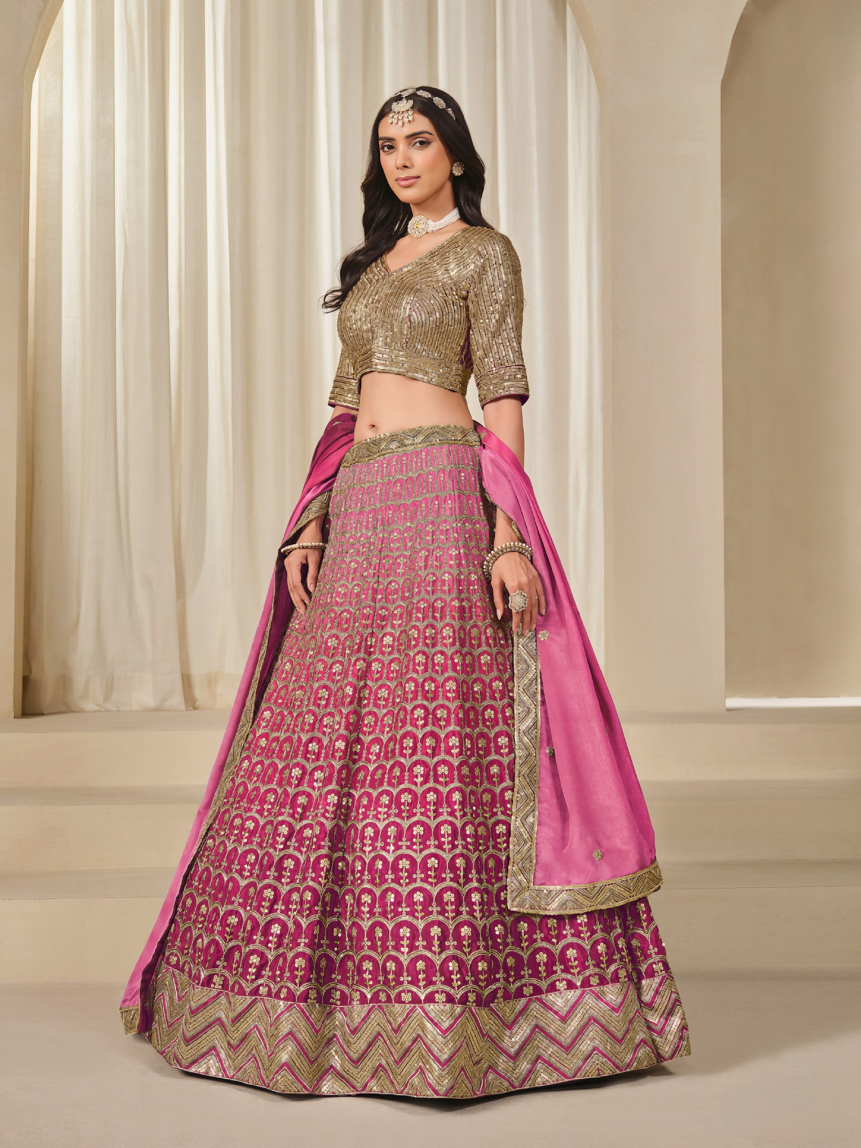 Premium Chinon Silk Lehenga LXLG0028