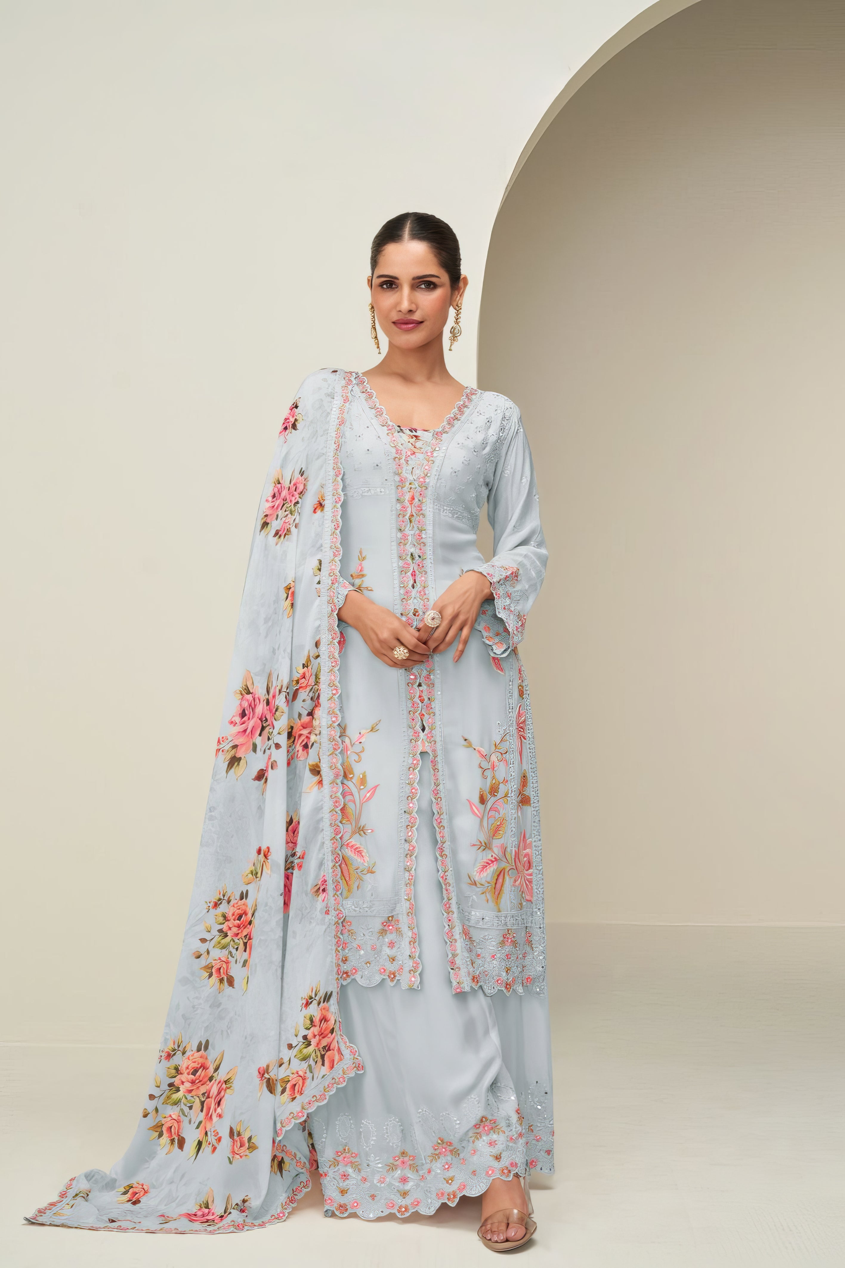 Premium Chinnon Silk Sharara Set LXSR0126