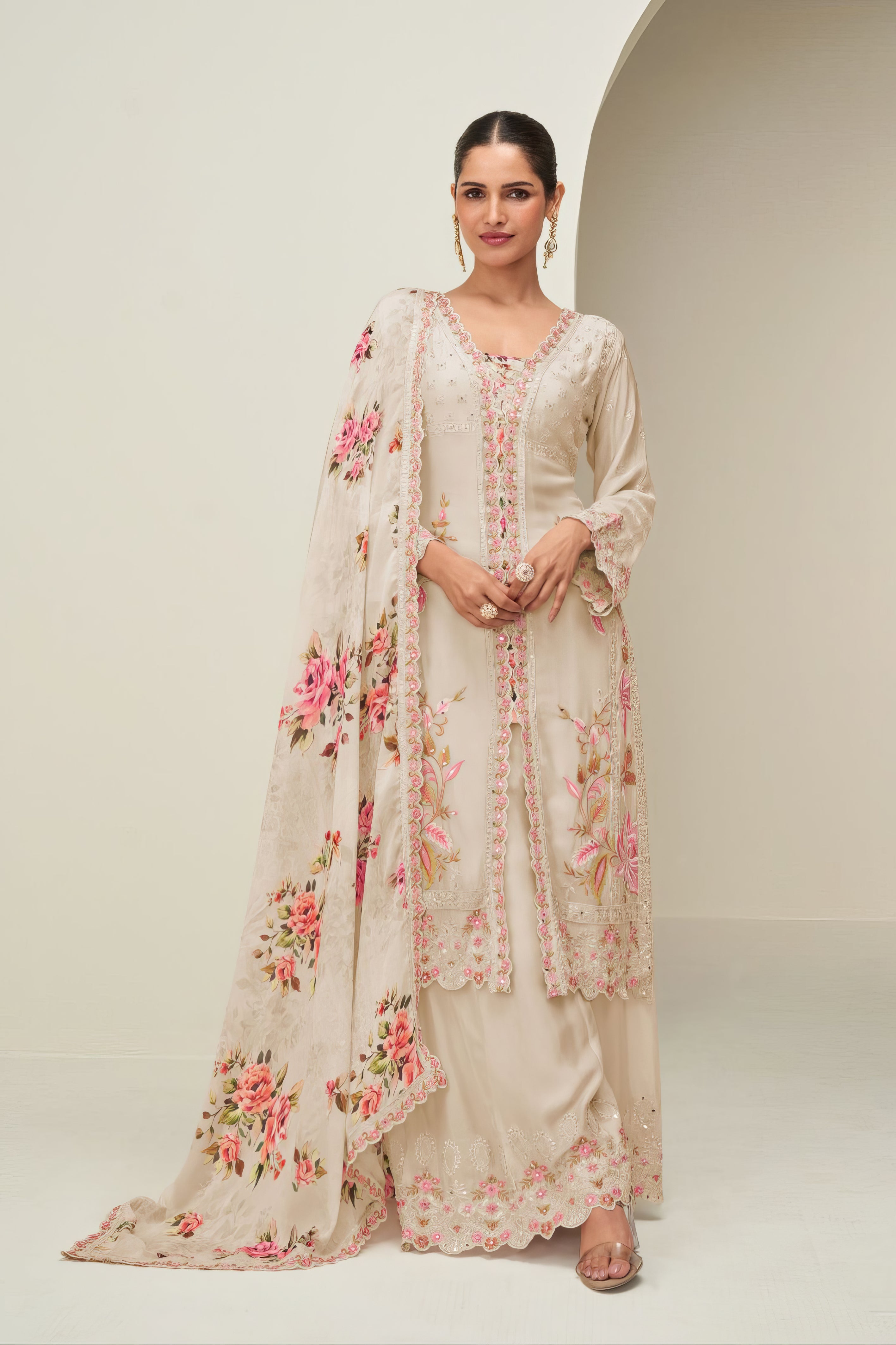 Premium Chinnon Silk Sharara Set LXSR0126