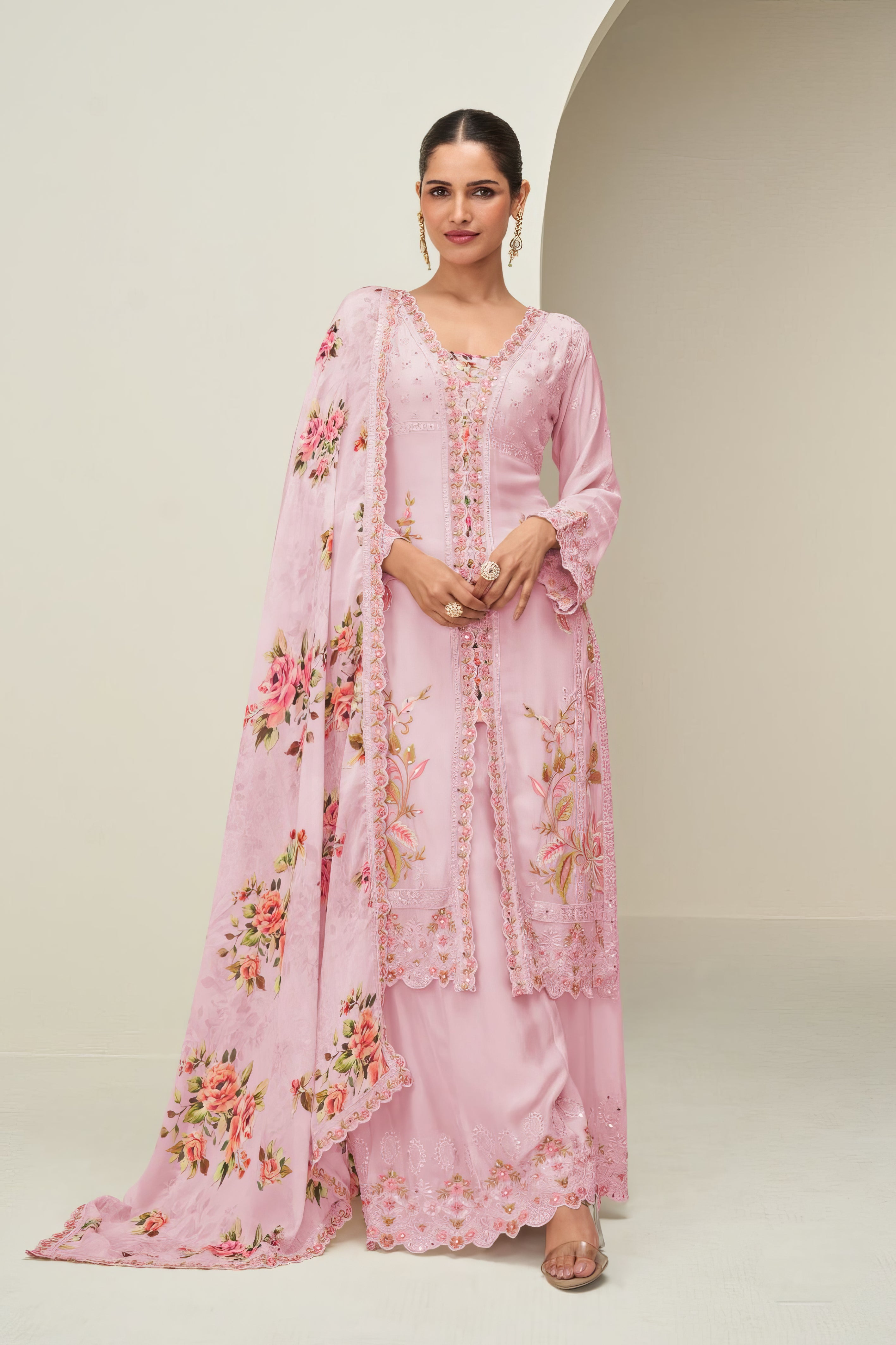 Premium Chinnon Silk Sharara Set LXSR0126