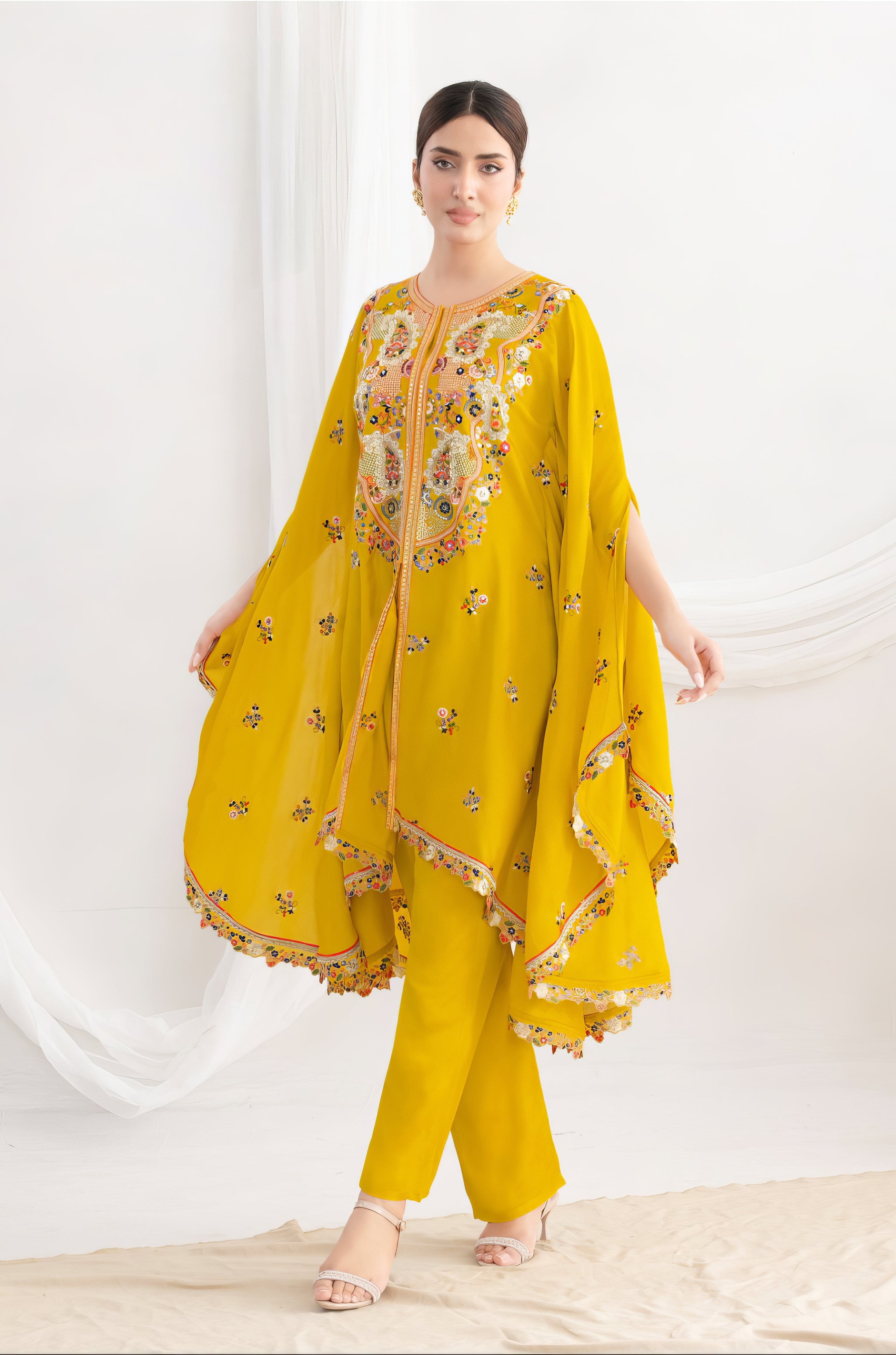 Elegant Flower Embroidery Kaftan LXST0076