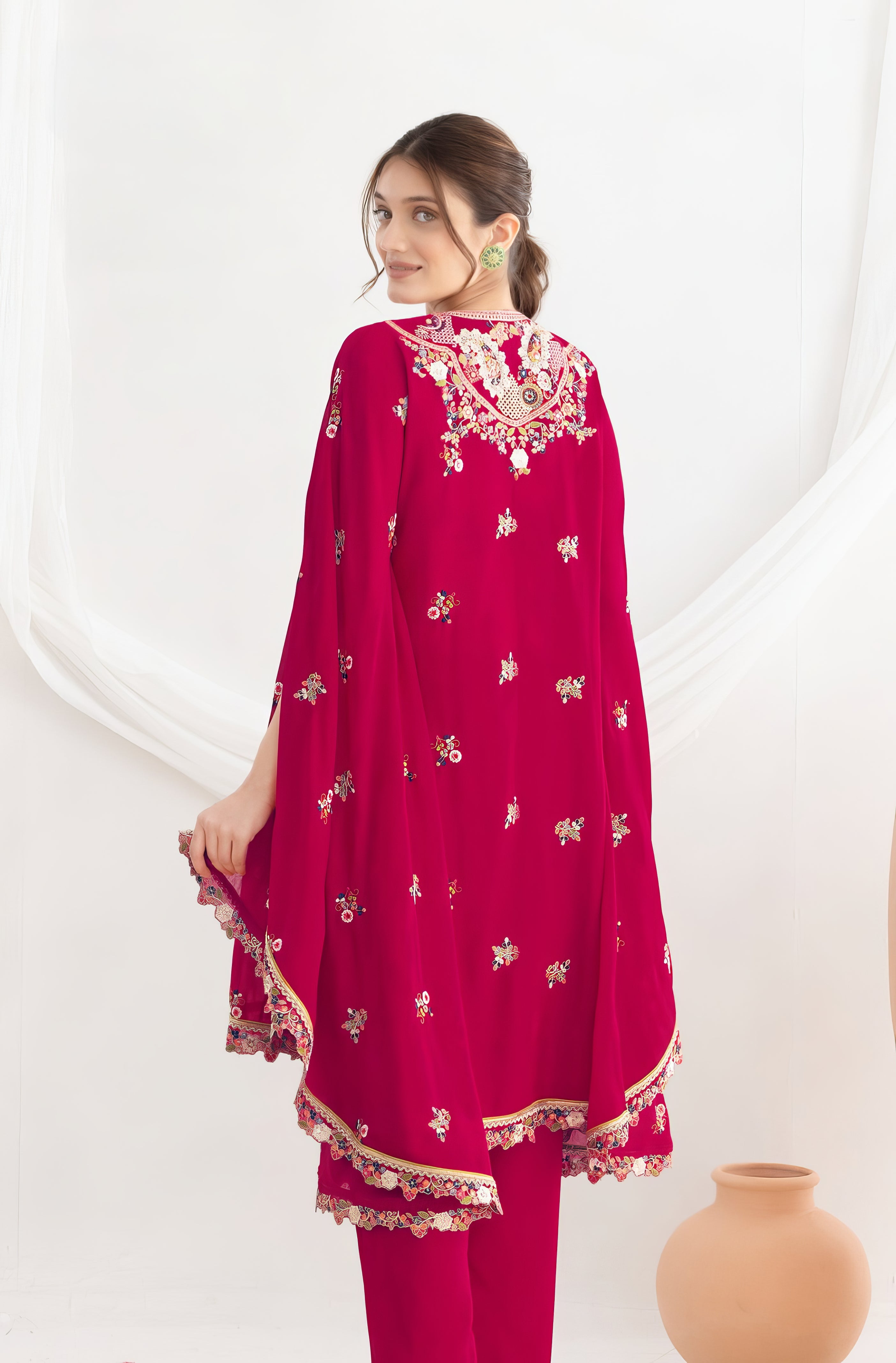 Elegant Flower Embroidery Kaftan LXST0076