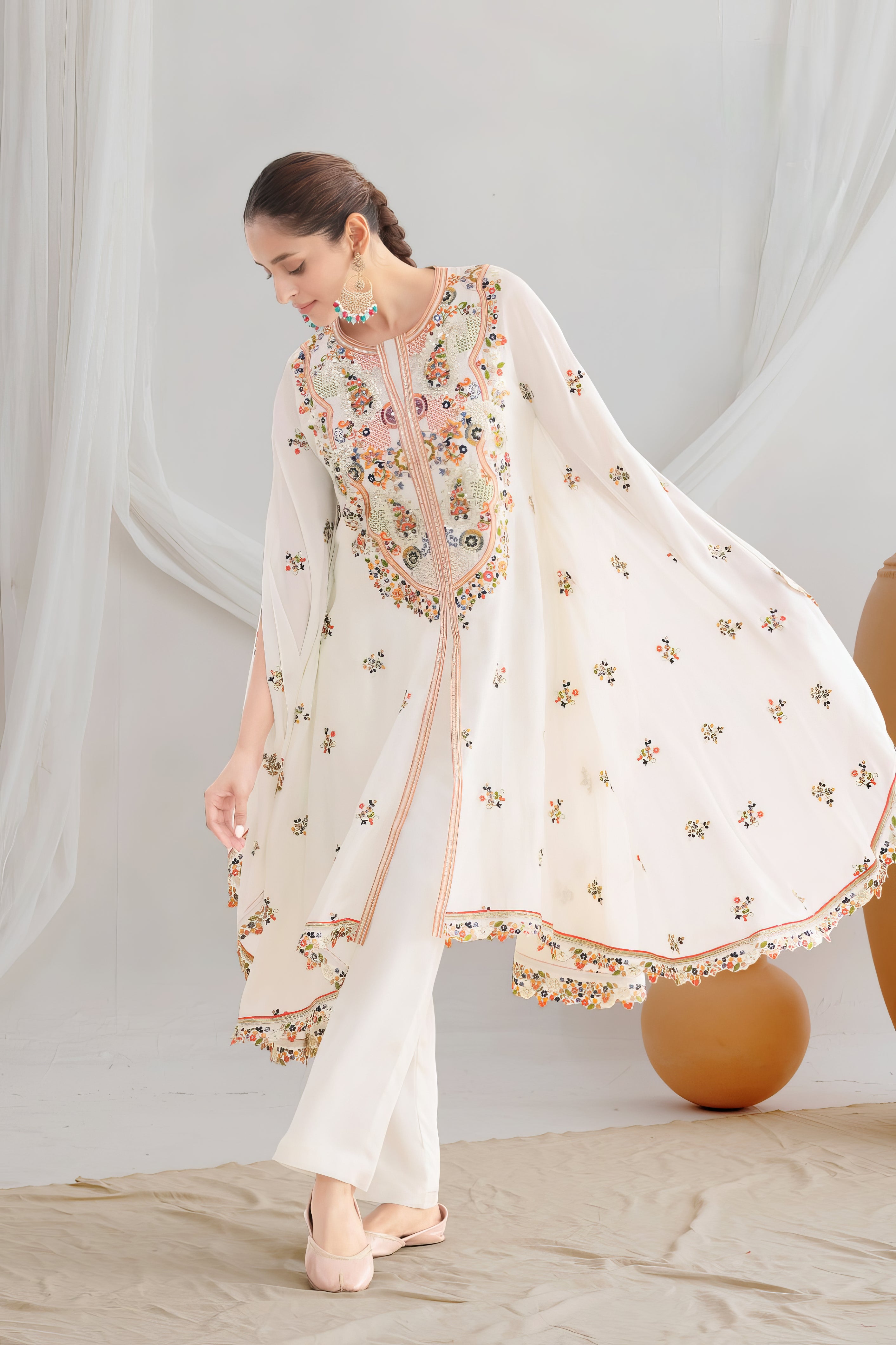 Elegant Flower Embroidery Kaftan LXST0076