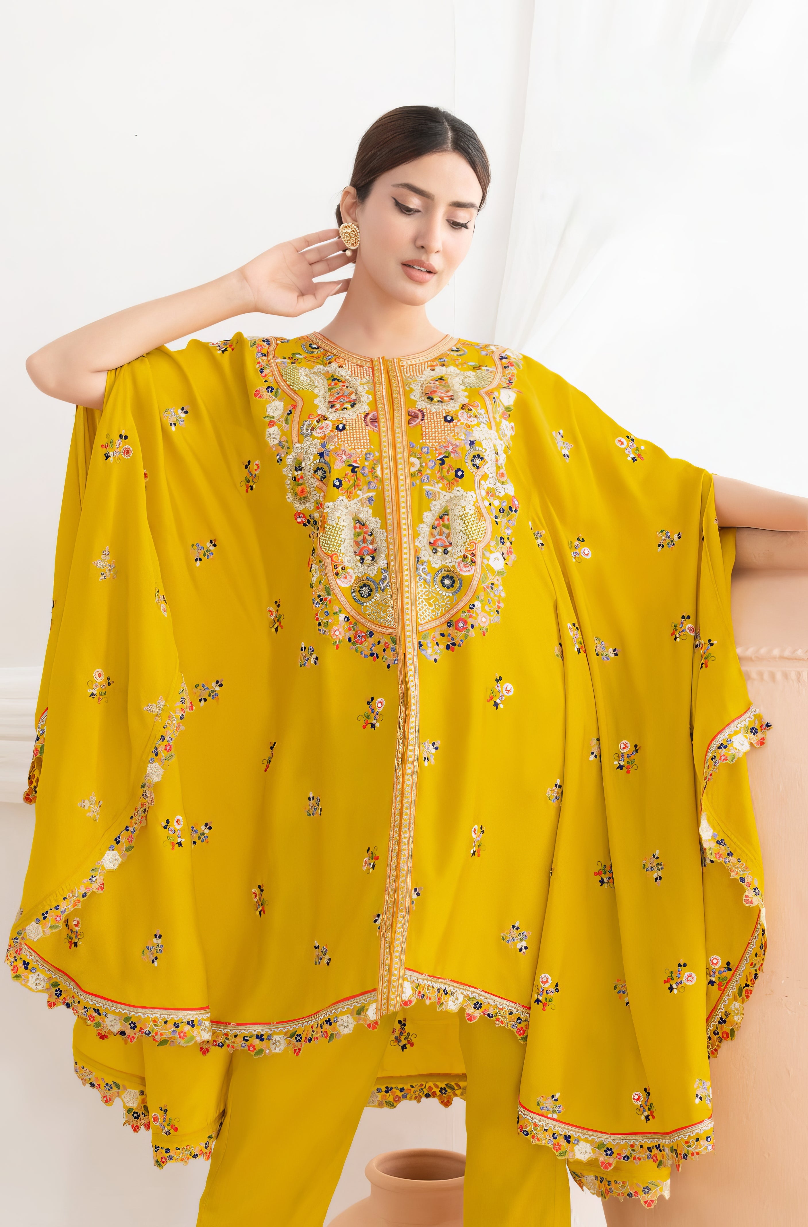 Elegant Flower Embroidery Kaftan LXST0076