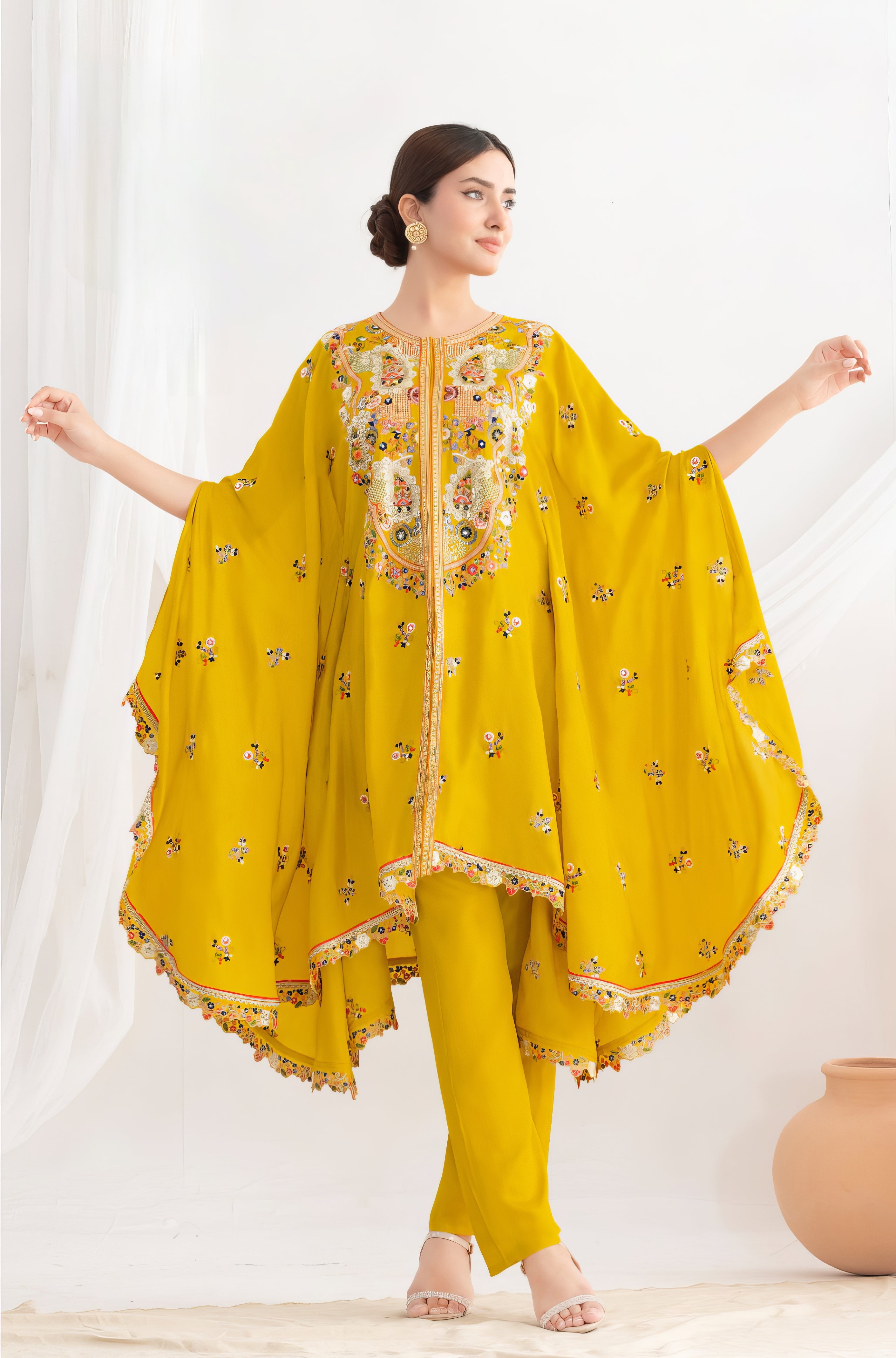 Elegant Flower Embroidery Kaftan LXST0076