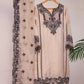 Beige Dress with Black Embroidery