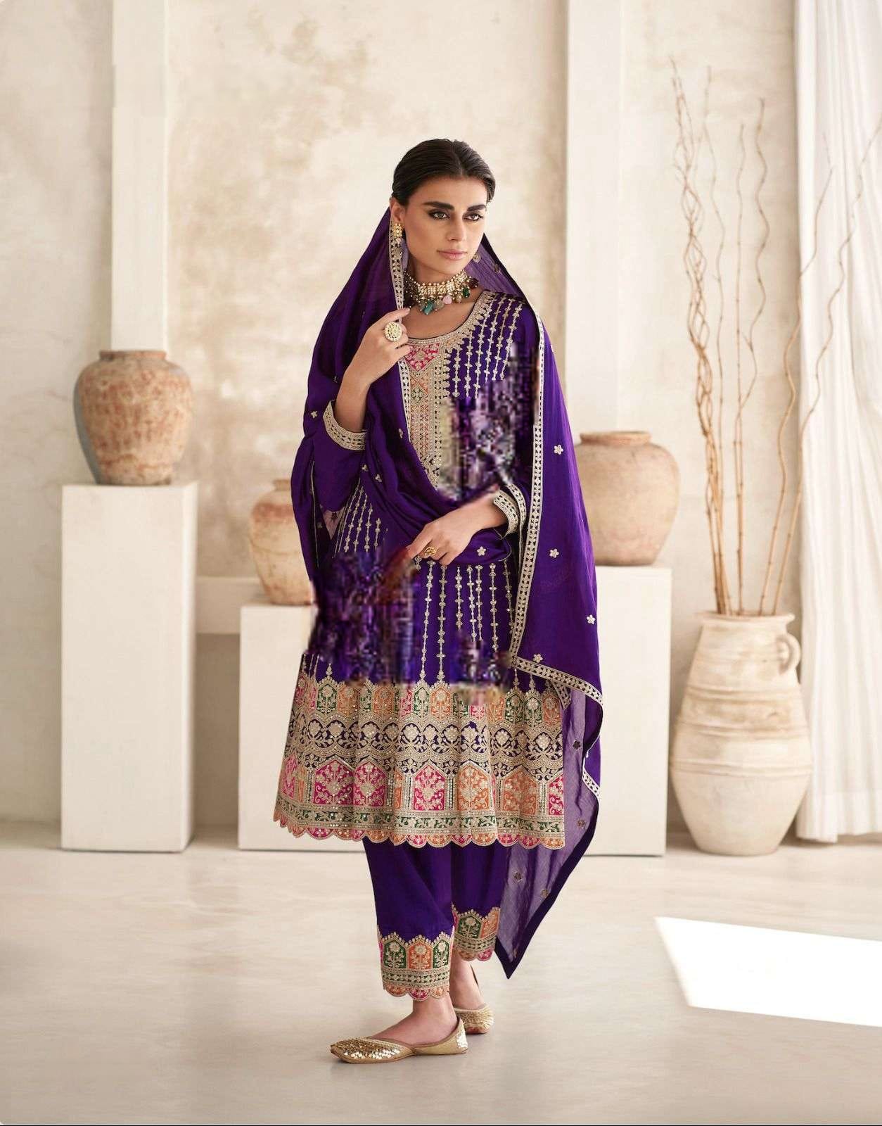 Premium Silk Suit With Sequence Work  EAST0002