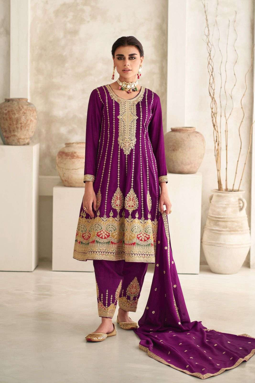 Premium Silk Suit With Sequence Work  EAST0002
