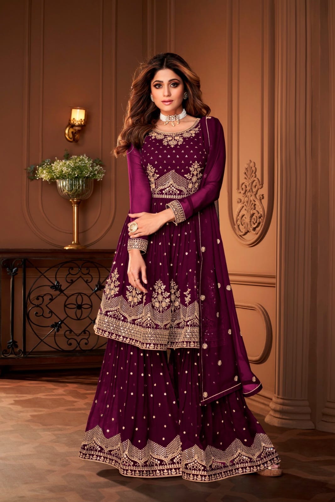 Georgette Embroidery Work SHARARA EASR0010