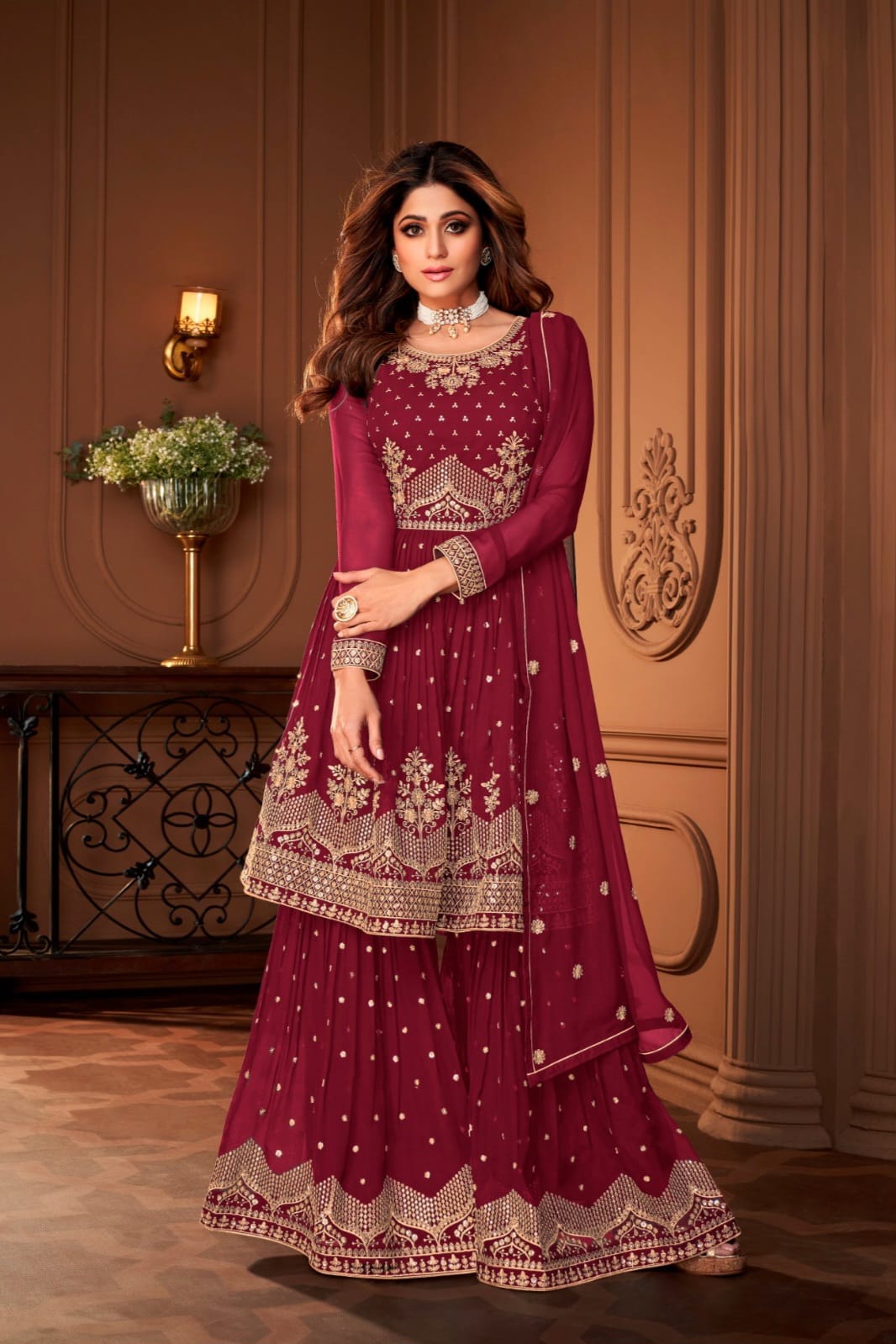 Georgette Embroidery Work SHARARA EASR0010