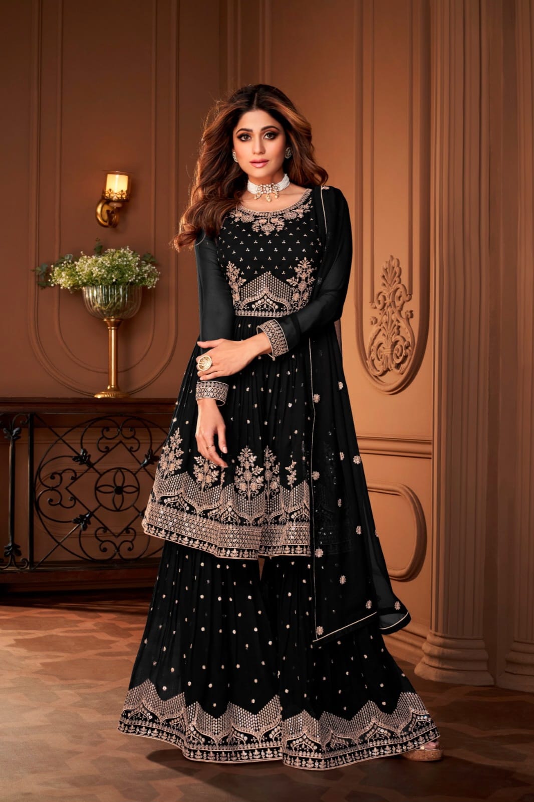 Georgette Embroidery Work SHARARA EASR0010