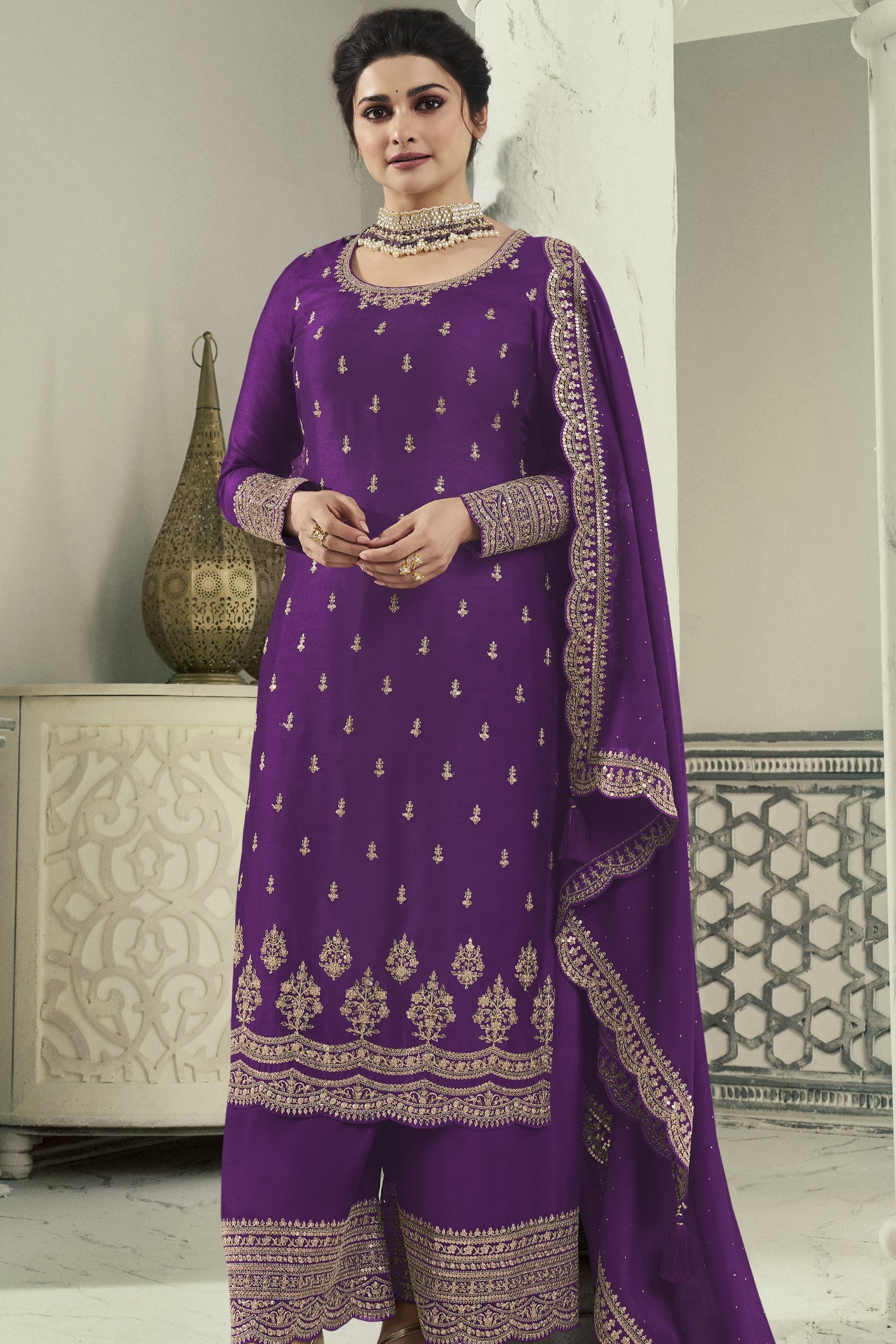 Suit with vichitra silk & sequence work  EAST0010