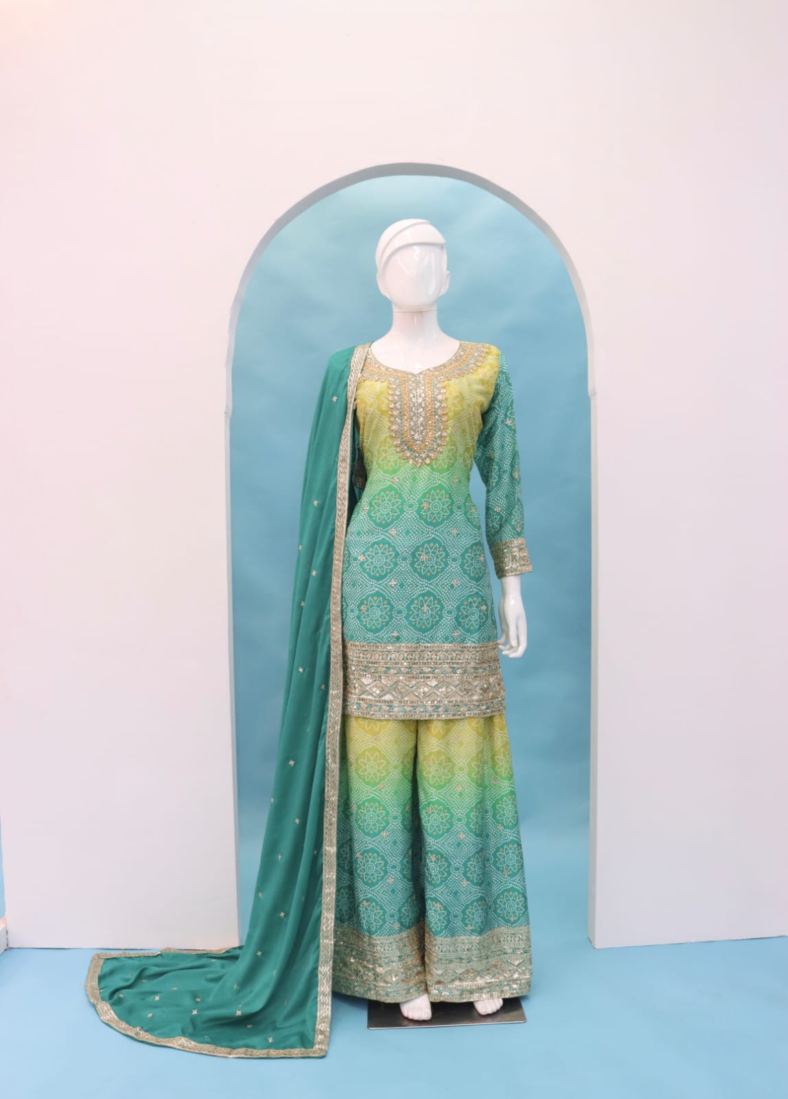 Digital Printed Embroidered work SHARARA EASR00018