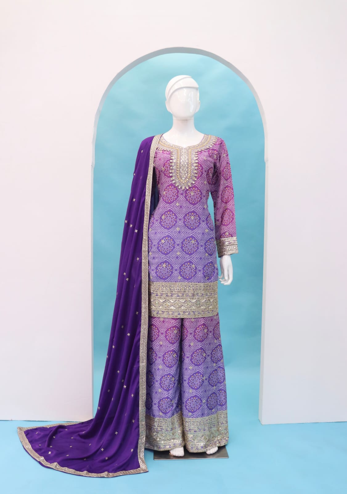 Digital Printed Embroidered work SHARARA EASR00018