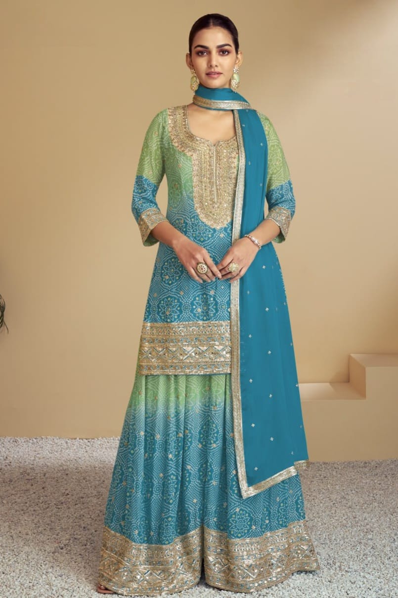 Digital Printed Embroidered work SHARARA EASR00018