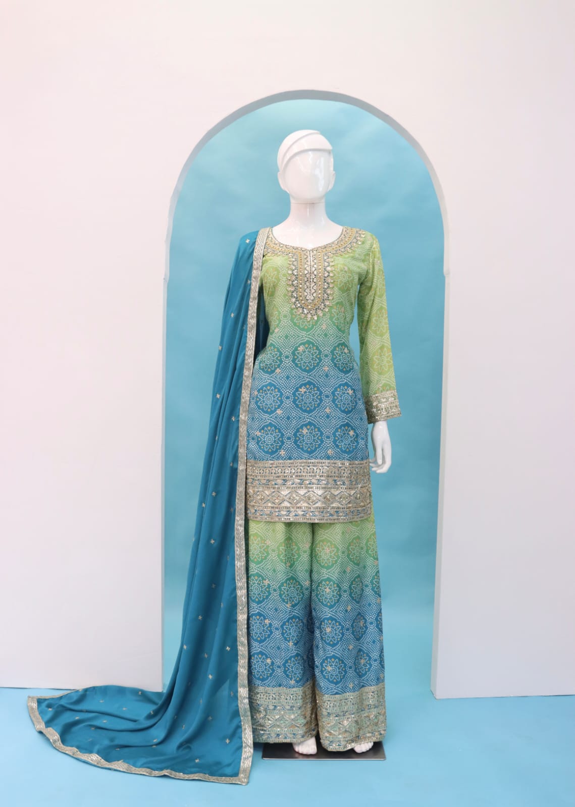 Digital Printed Embroidered work SHARARA EASR00018
