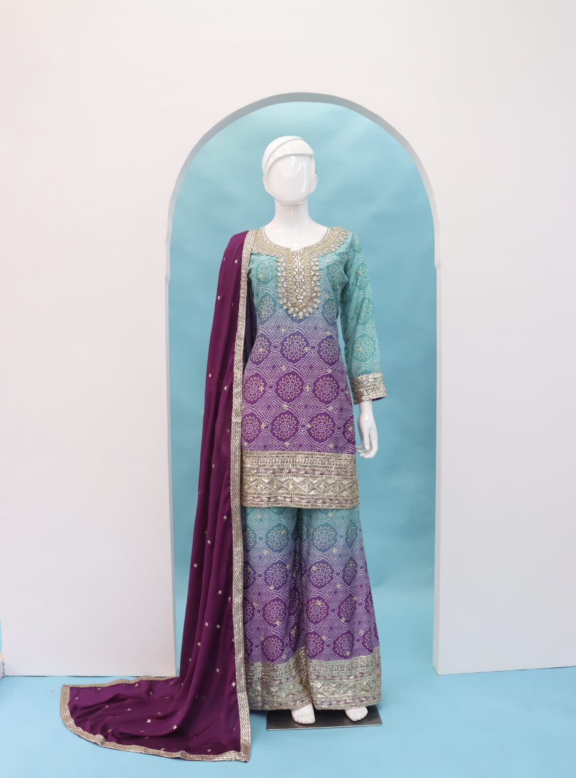 Digital Printed Embroidered work SHARARA EASR00018