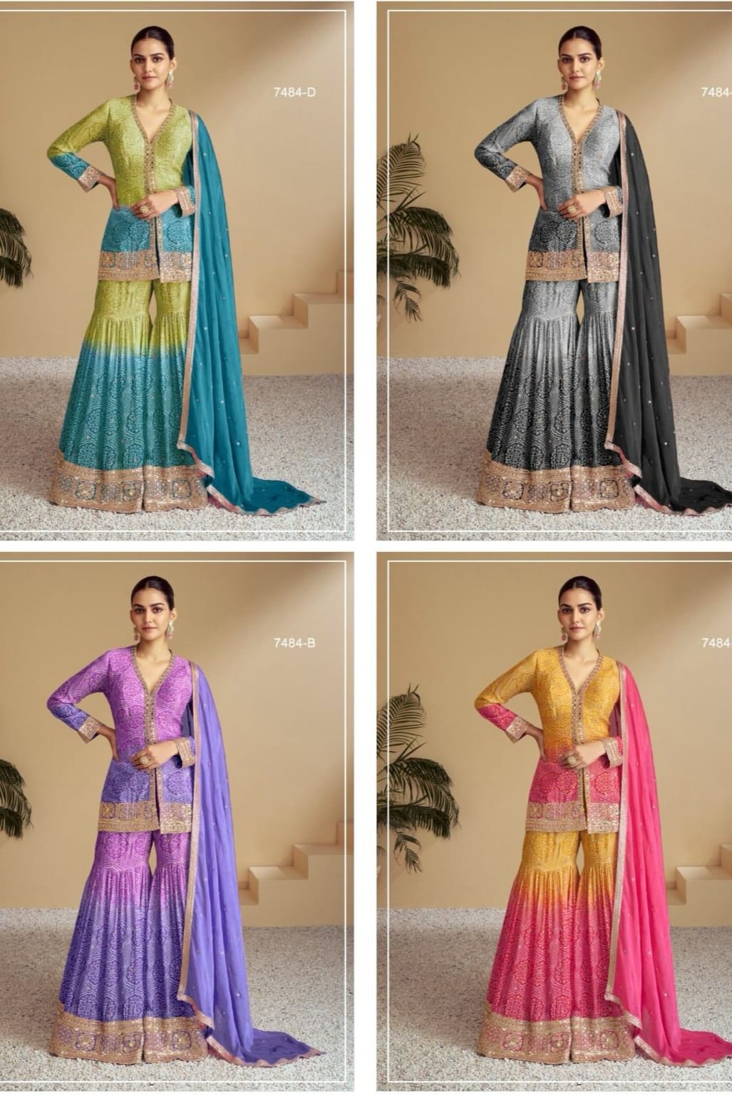 Digital Printed Embroidered work SHARARA EASR00018