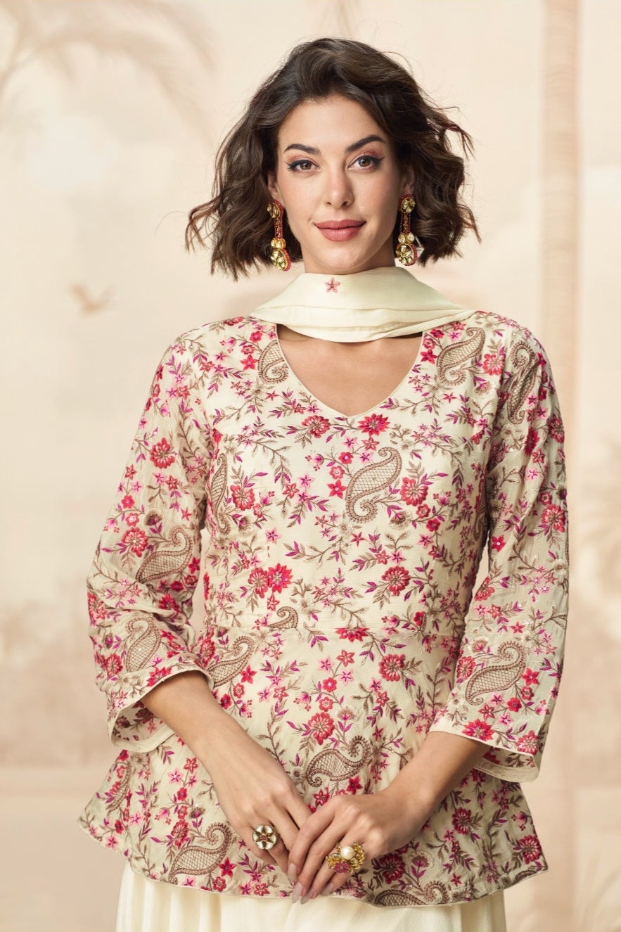 Premium Chinon Silk Luxury Sharara LXSR0006