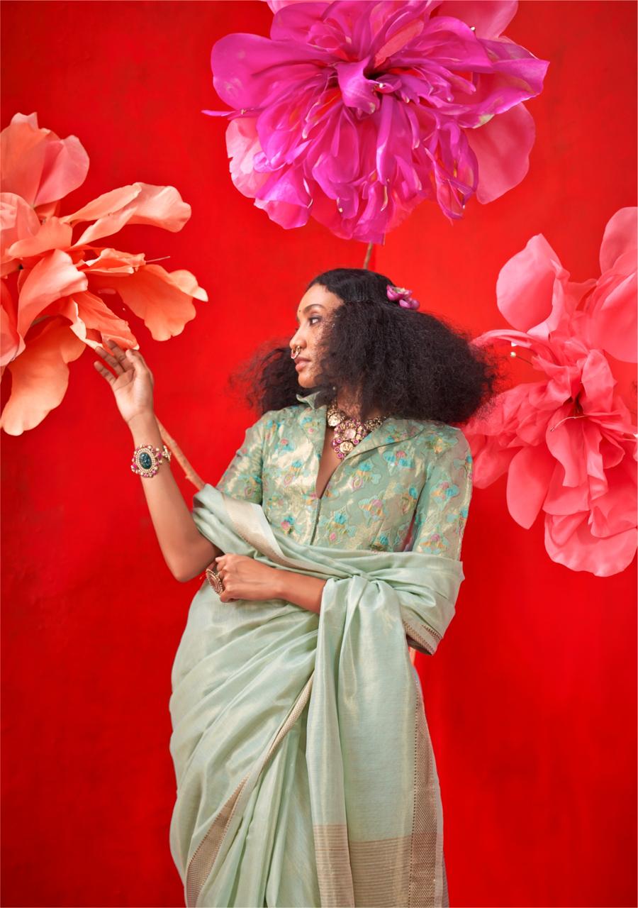 Zari Tissue Handloom Weaving Silky Saree EASE0004