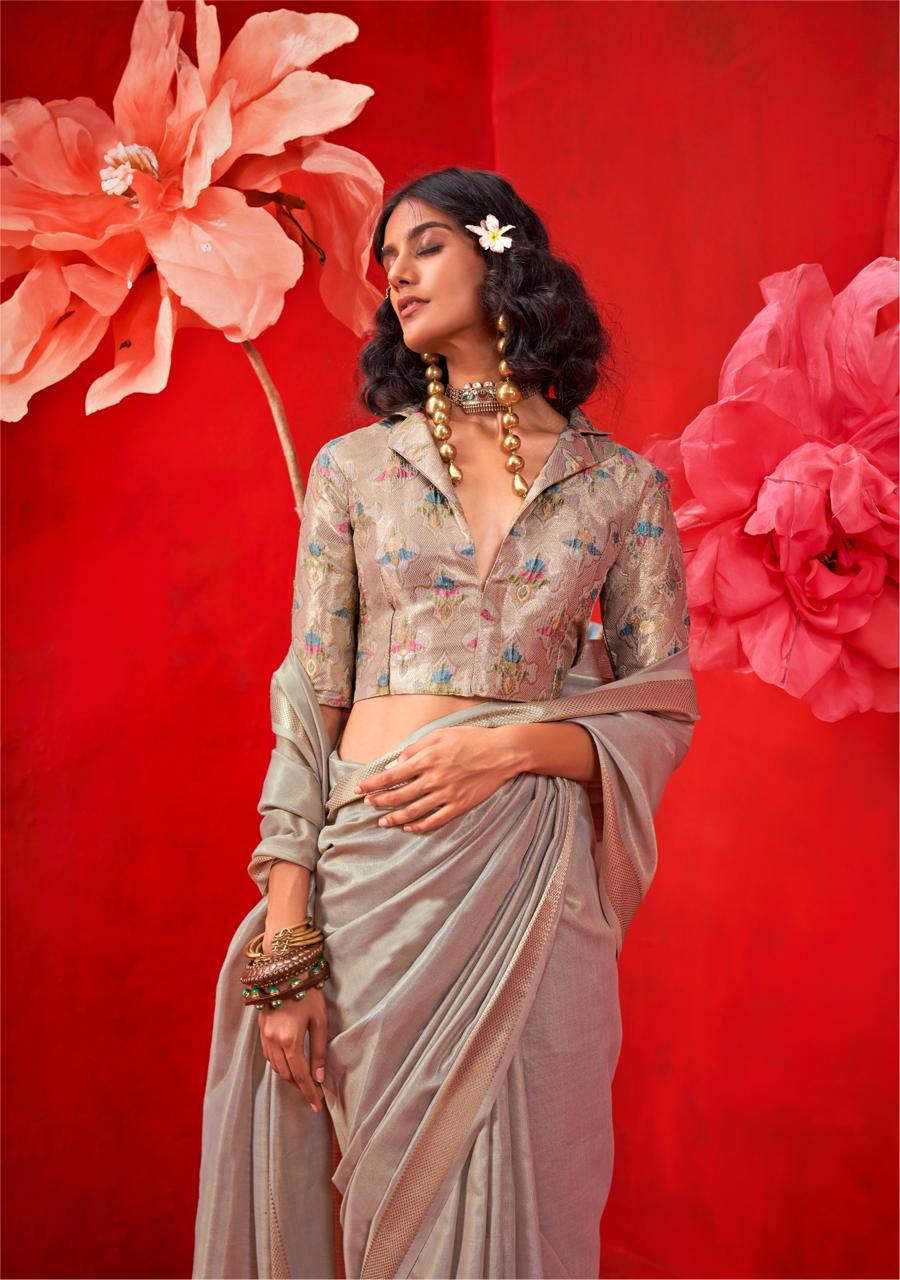 Zari Tissue Handloom Weaving Silky Saree EASE0004