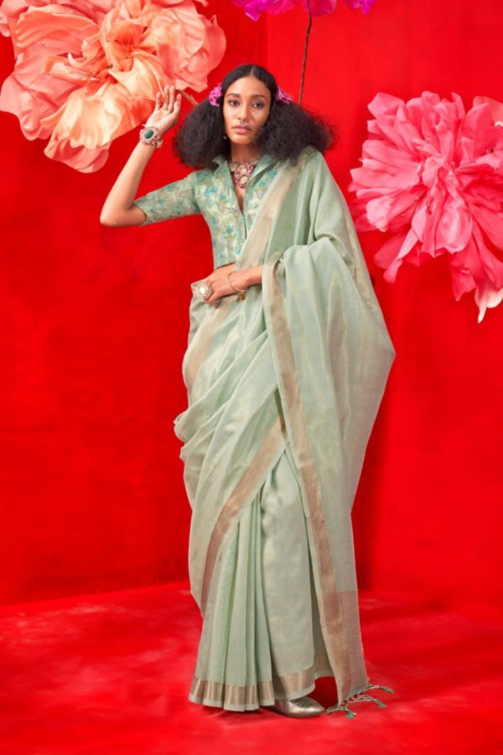 Zari Tissue Handloom Weaving Silky Saree EASE0004