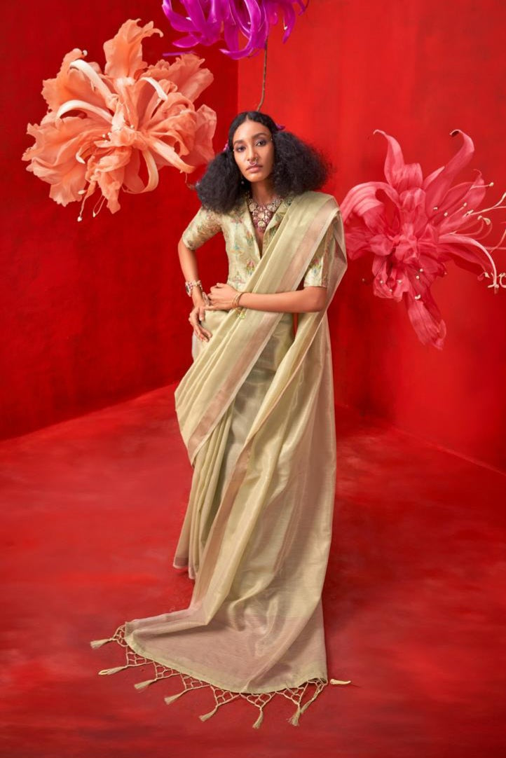 Zari Tissue Handloom Weaving Silky Saree EASE0004