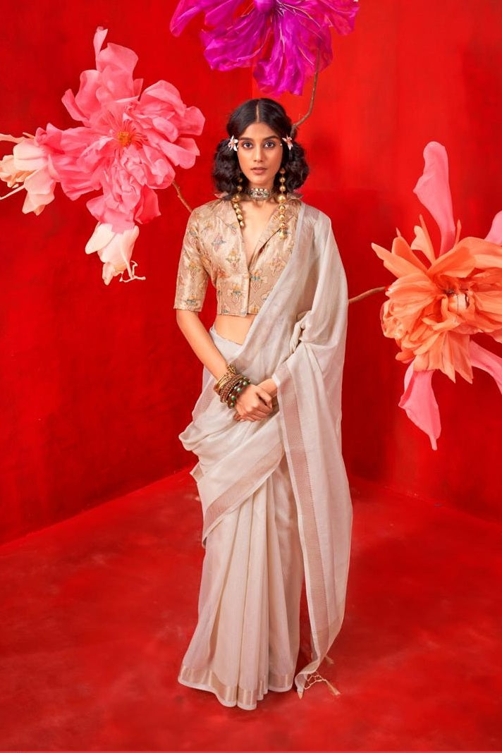 Zari Tissue Handloom Weaving Silky Saree EASE0004