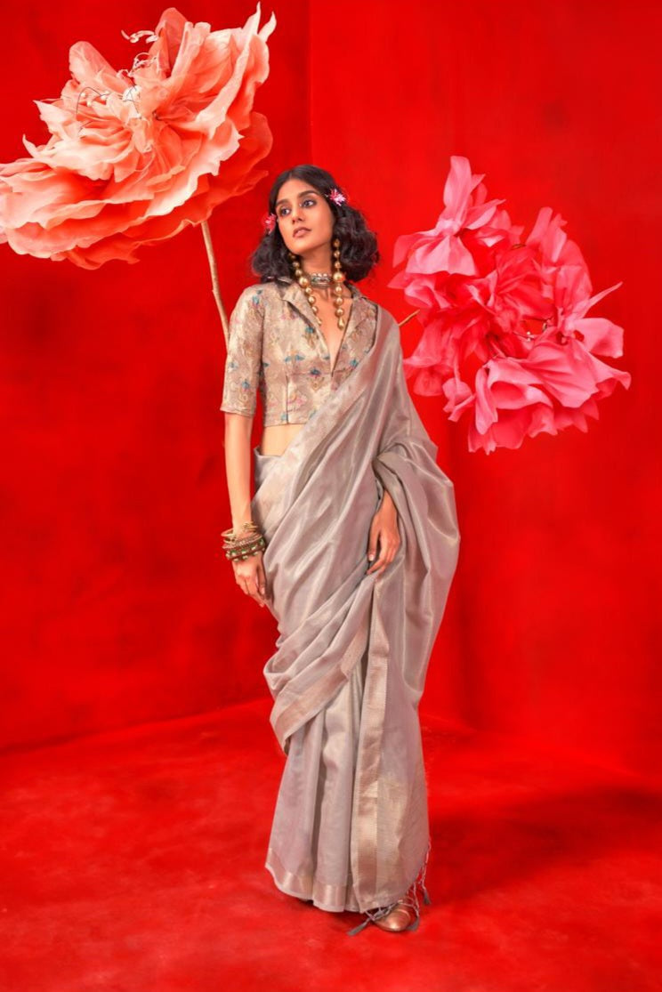 Zari Tissue Handloom Weaving Silky Saree EASE0004