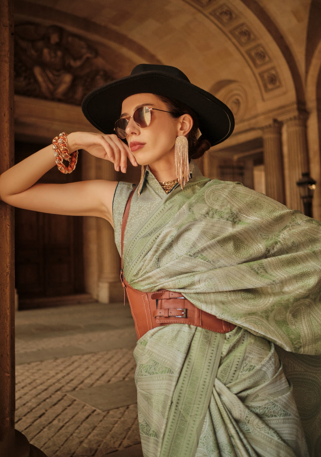 Pure Satin Handloom Weaving Saree EASE0005