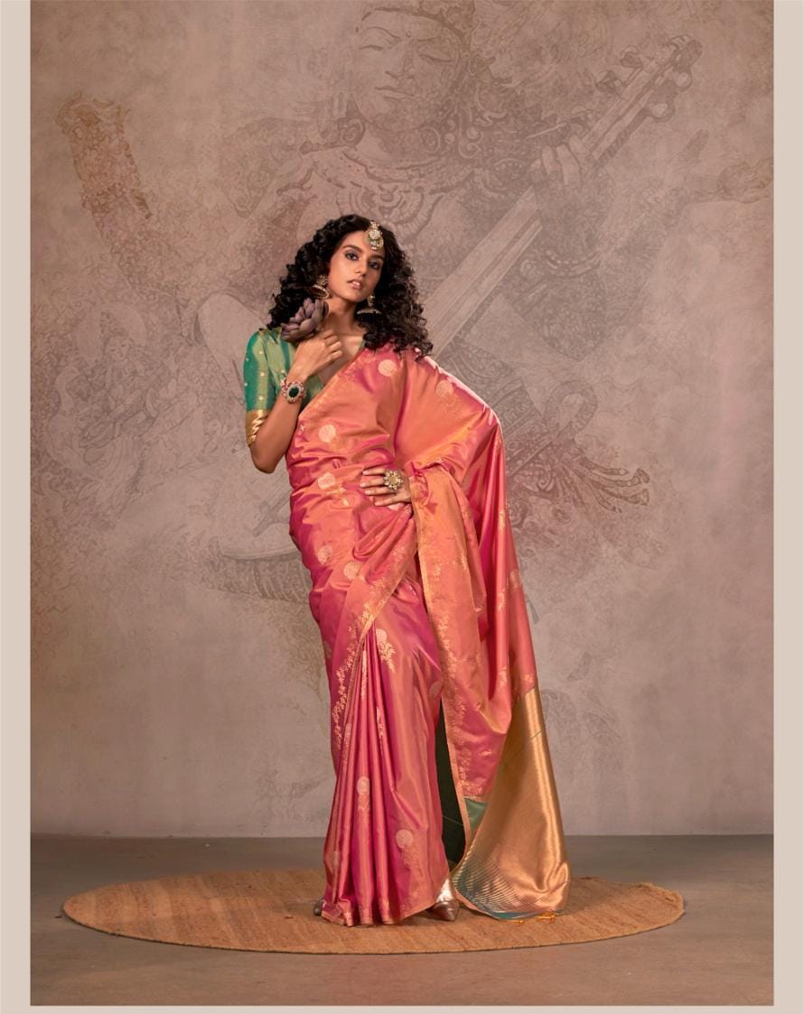 Two Tone SIlk Handloom Weaving Saree EASE0006